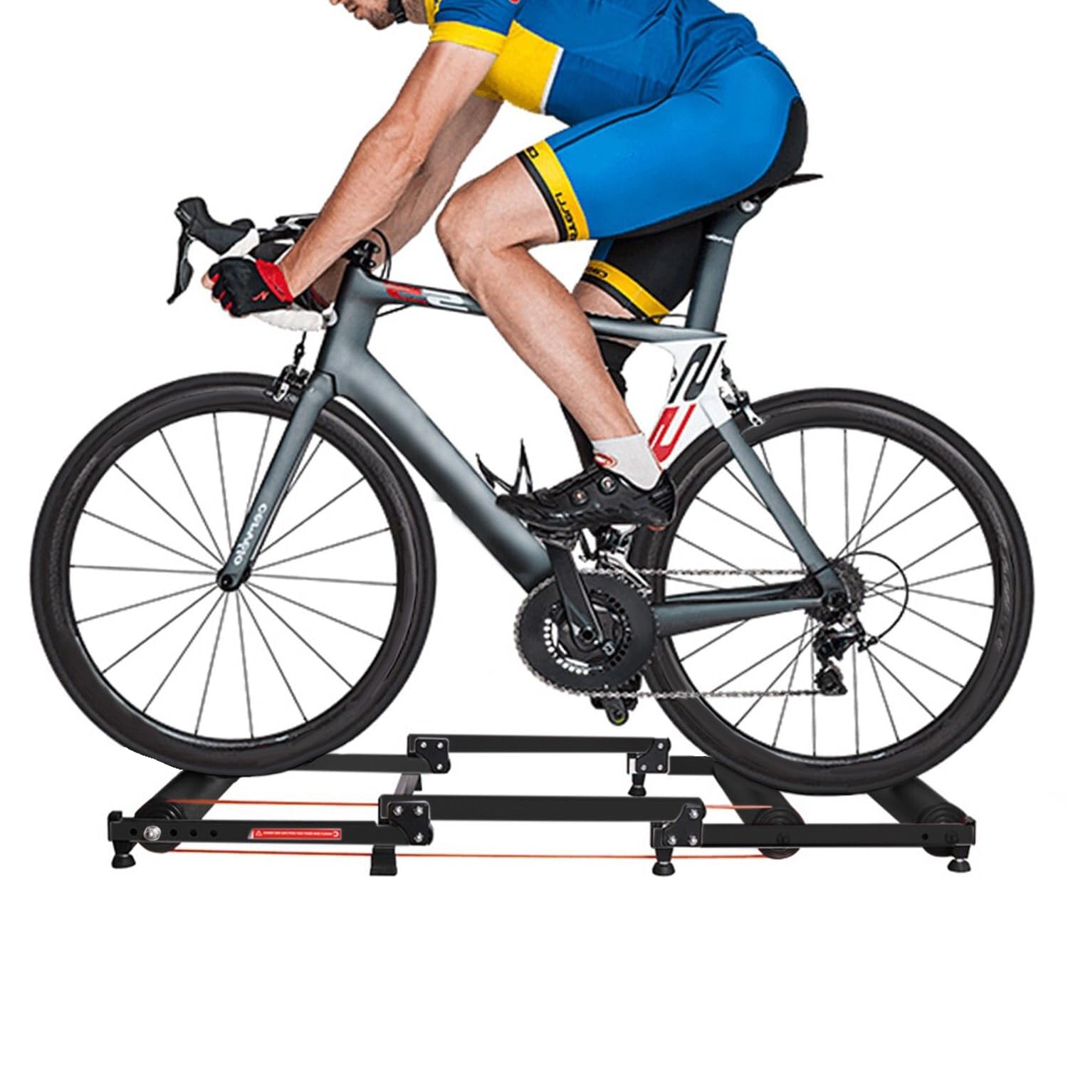 DIYTuning Bike Rollers Adjustable Bike Trainer Stand Foldable Indoor Home Cycling Rack Mountain Bicycle Roller with Resistance for MTB Road Bike Exercise Fitness