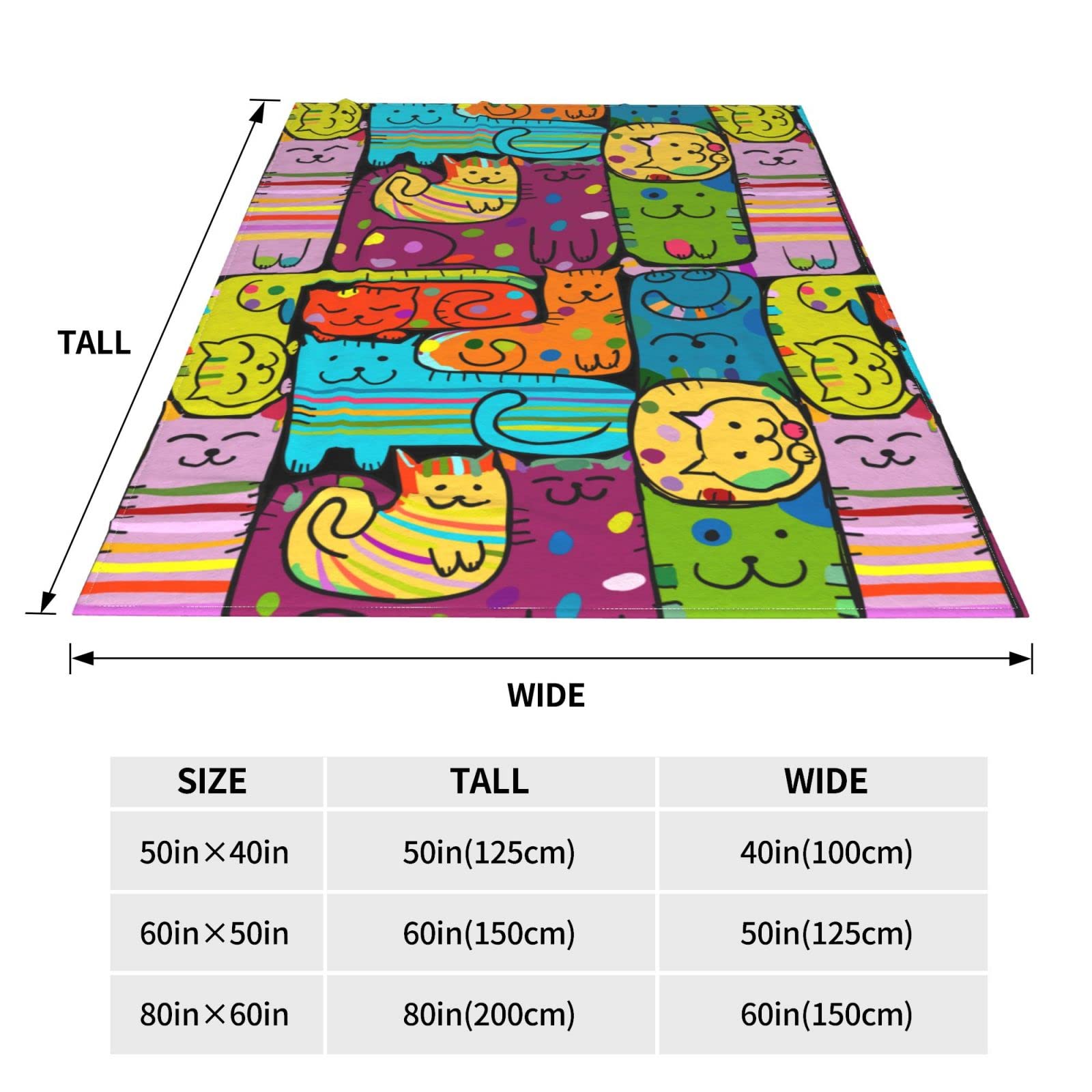 Divertente coperta con gatti per letto, divano, coperta in pile leggera, morbida e accogliente, 127 x 101,6 cm