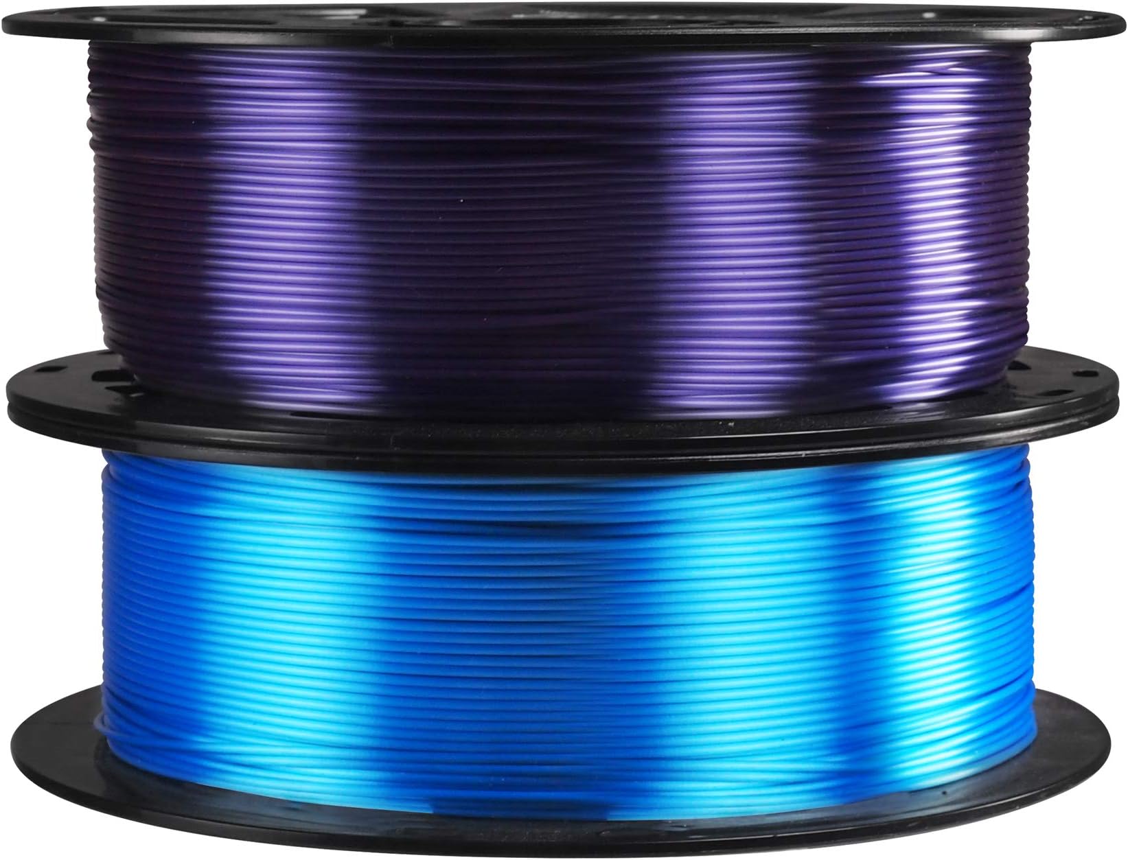 2 in 1 Silk Shiny Sapphire Blue Violet Purple PLA 3D Printer Filament Bundle, 1.75mm 3D Printing Material 1Kg Each Spool Total 2Kg in One Box with Extra Gift 10pcs Needles 3D Print Tool by TTYT3D