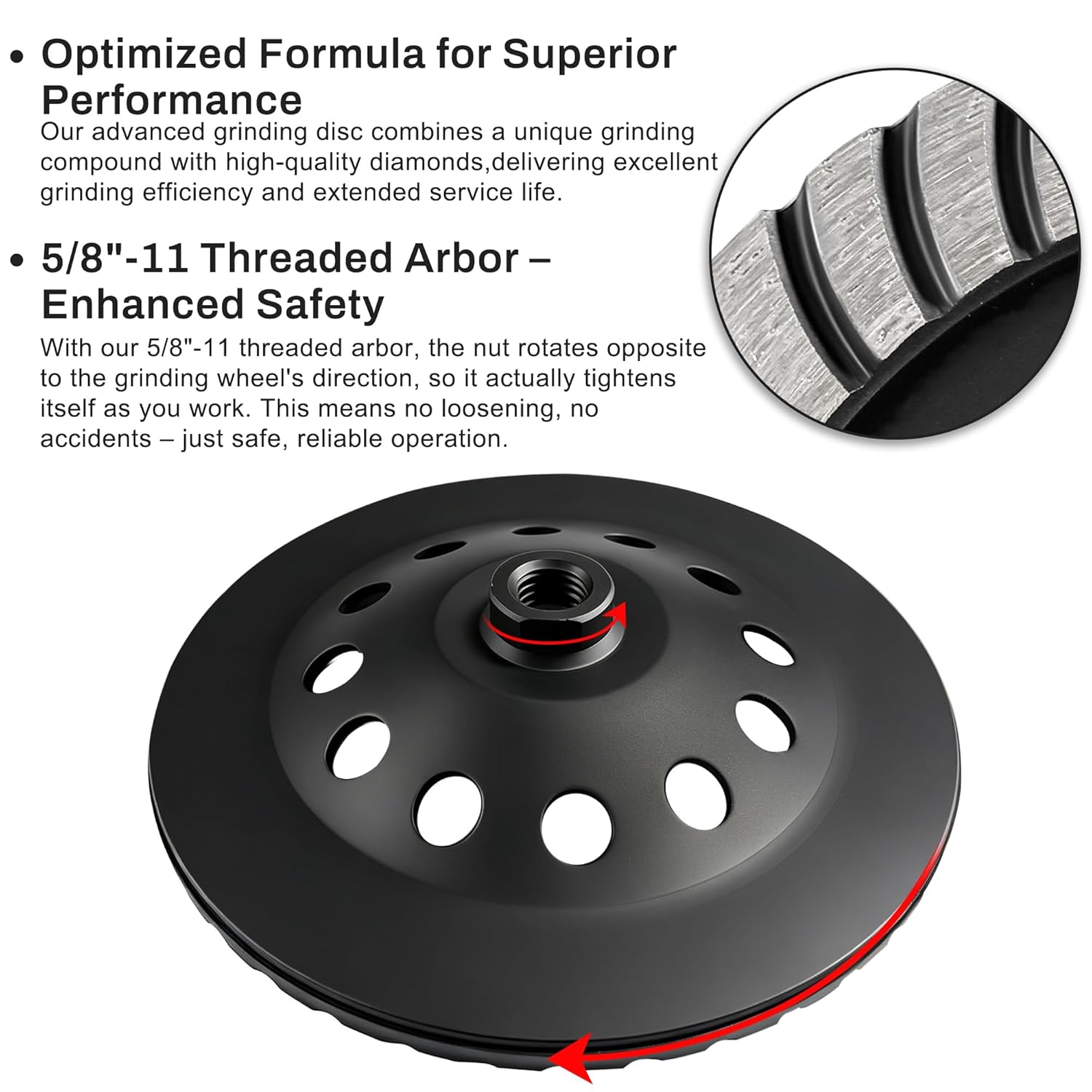 HERZO 7 inch Diamond Concrete Grinding Wheel 5/8-11 Arbor for Stone Concrete Surface, Cement, Marble, Rock, Granite, Angle Grinder Wheels Cup