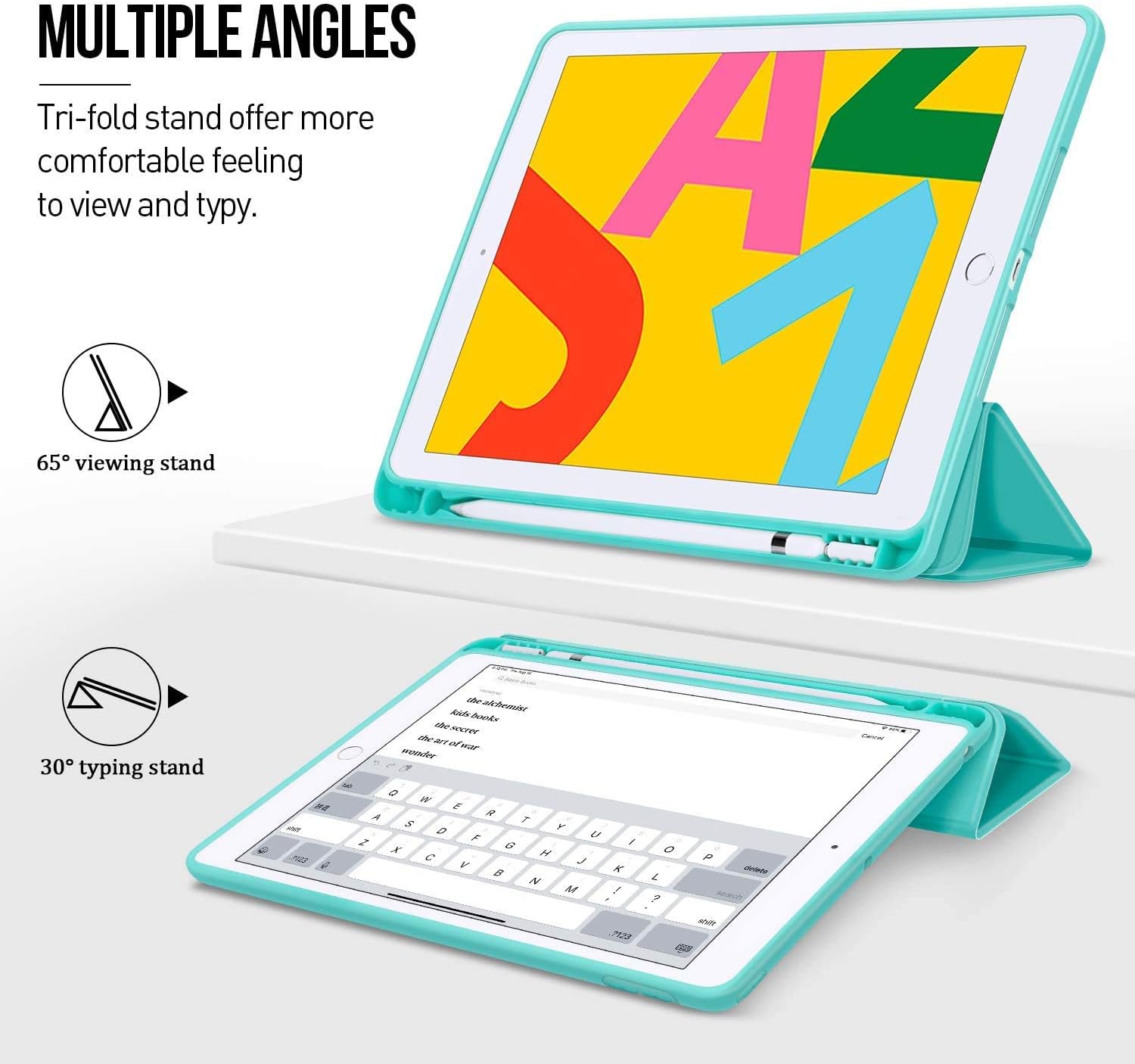 SaharaCase Folio Case for Apple iPad 10.2" (8th Gen 2020) and (9th Gen 2021) [Shockproof Bumper] Rugged Protection Anti-Slip Grip Slim Fit (Teal)