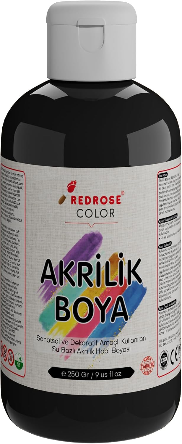 Red Rose Siyah Akrilik Boya 250 gr