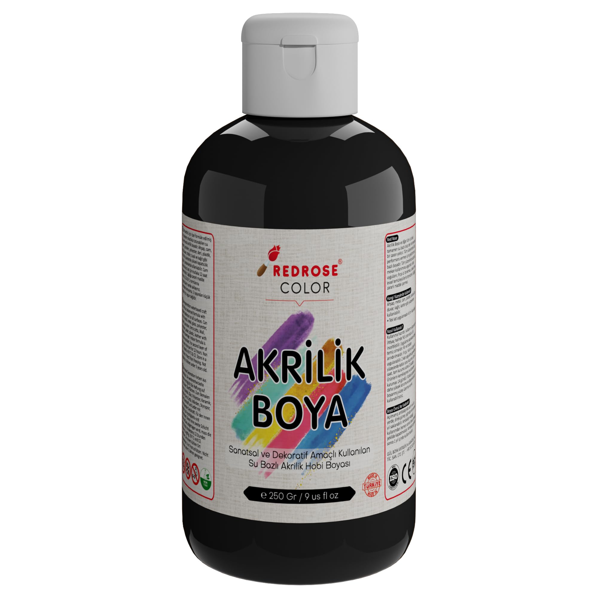 Red Rose Siyah Akrilik Boya 250 gr