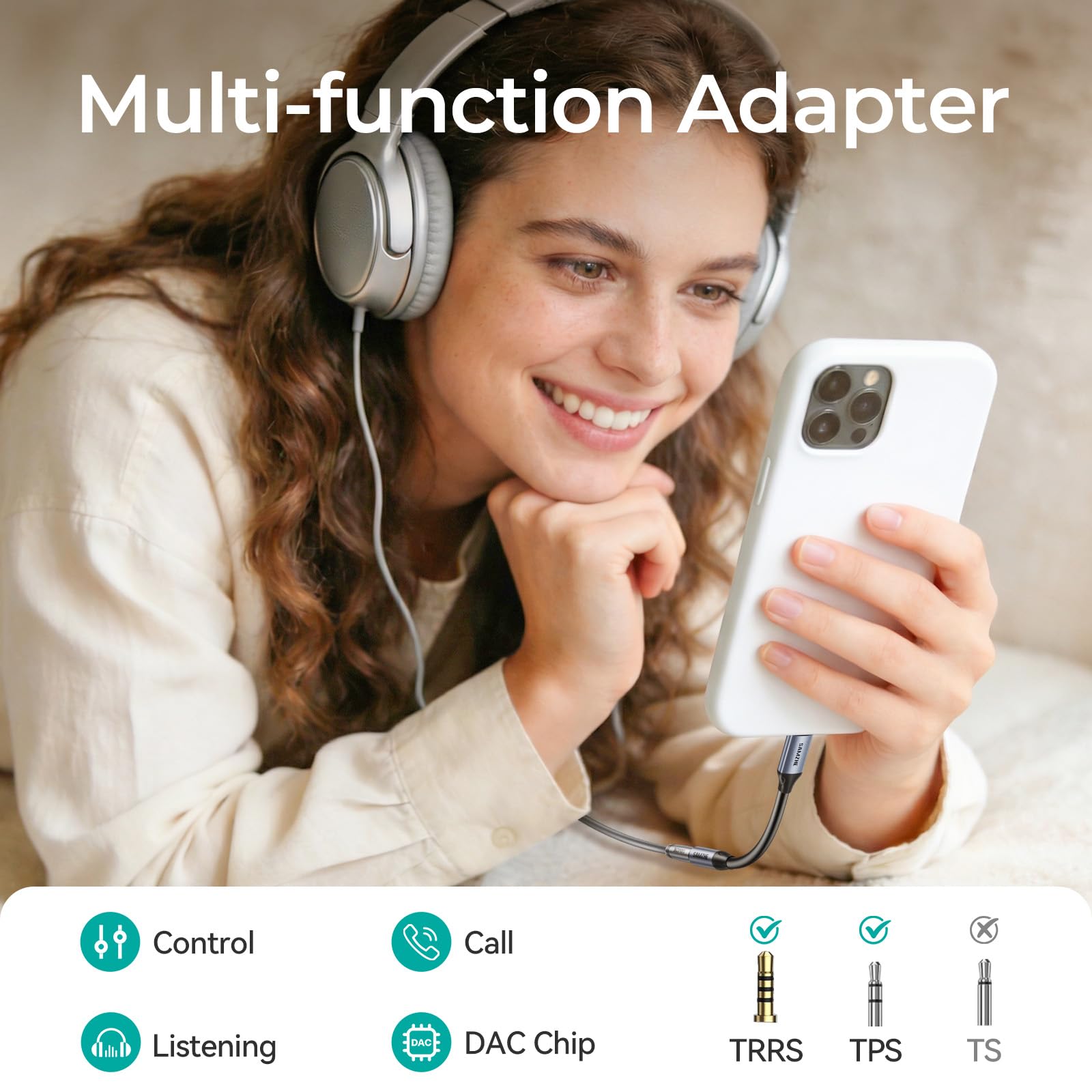 USB C to 3.5mm Jack, Type C to 3.5mm Headphone Aux Digital Audio Earphone Adaptor, Aux to USB C Earphone Adapter for Samsung Galaxy Pixel, i-Pad Pro, HUAWEI, Xiaom, and More Type C Devices — view 3