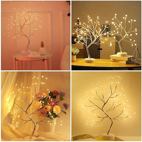 Miniatura 5 de LYCICILI Árbol de hadas centelleante, luz espiritual, luz nocturna LED, mini árbol de Navidad, lámpara de guirnalda de alambre de cobre para