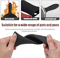 Vista 4 de Paquete de 2 fundas de silicona para mango de sartén de hierro fundido resistentes al calor, fundas para ollas y sartenes, soporte de mango