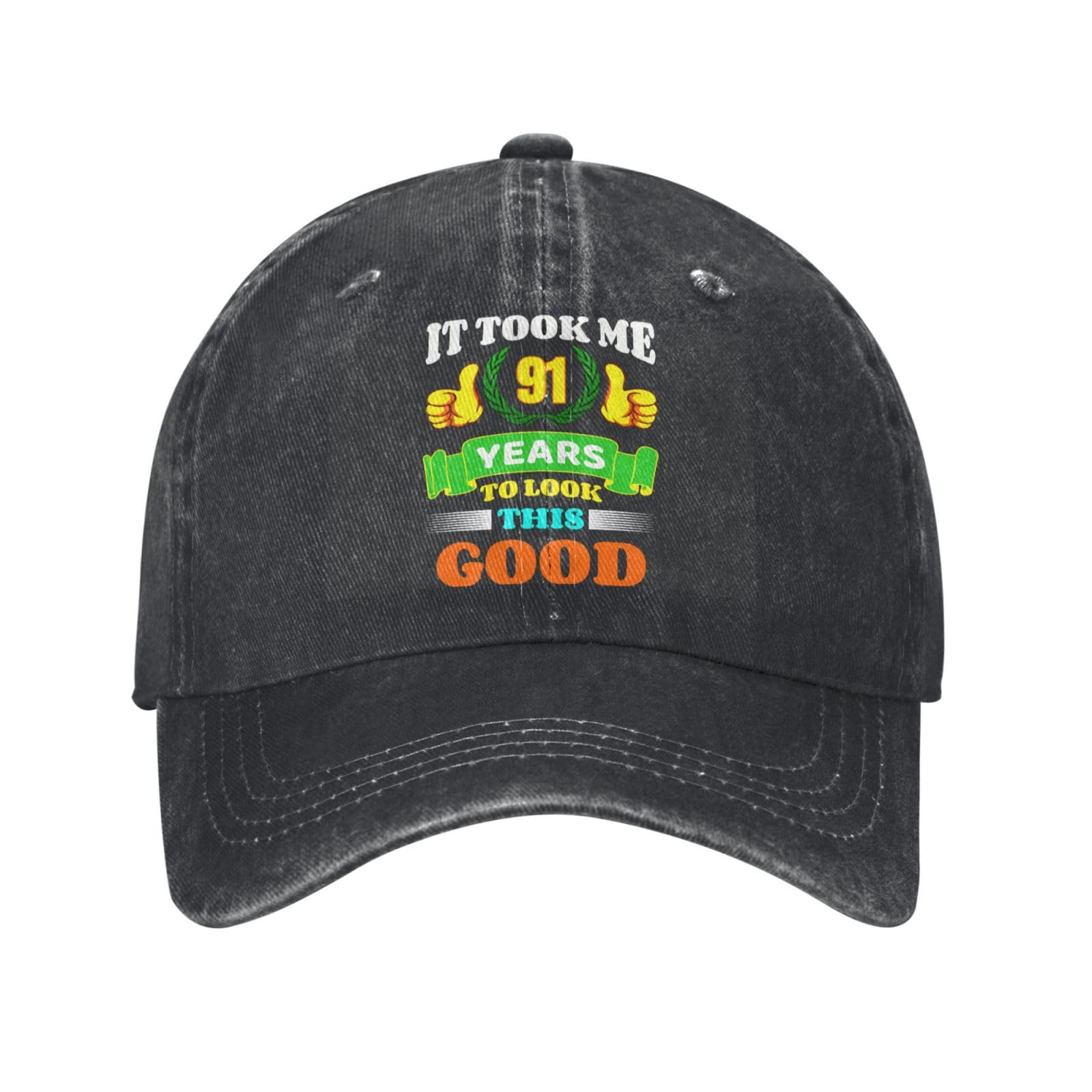 Kwqdozf Unisex Funny Birthday Gifts 91Th It Took Me 91 Years To L Ook This Good Vintage Washed Baseball Cap For Men Women Classic Adjustable