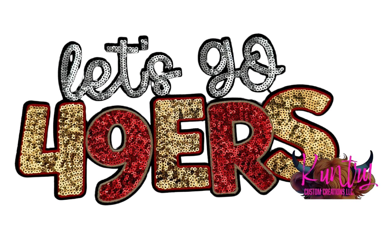 Amazon.com: Sequins Embroidered Let's go 49ers Iron-On Patch, Red and ...