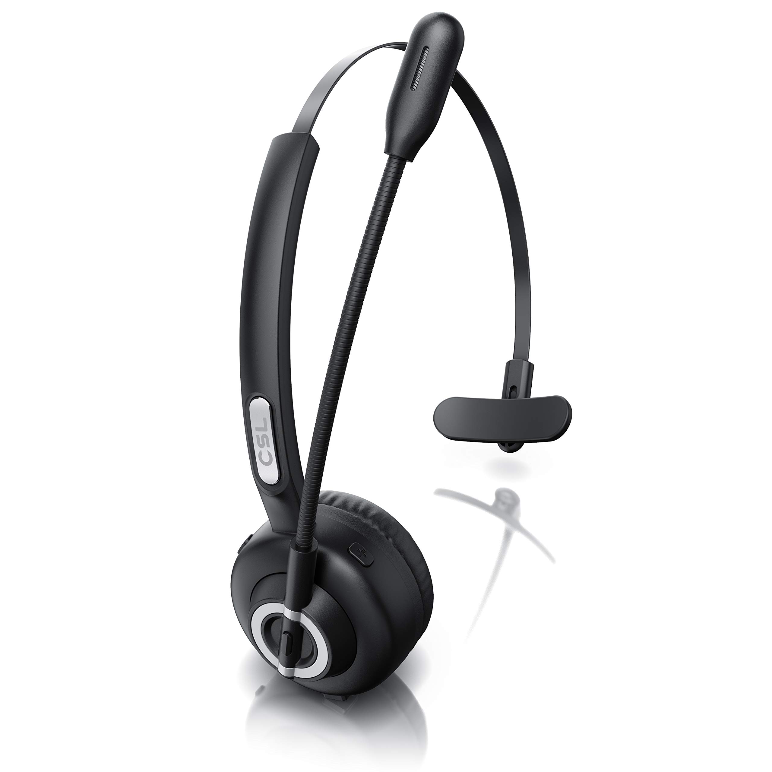 CSL - kabelloses Headset mit Ladestation - Mono Bluetooth Headset mit Mikrofon - USB Ladeport - Multipoint, Rauschunterdrückung - leicht - freisprechen - PC Tablet Smartphone - Home Office Büro