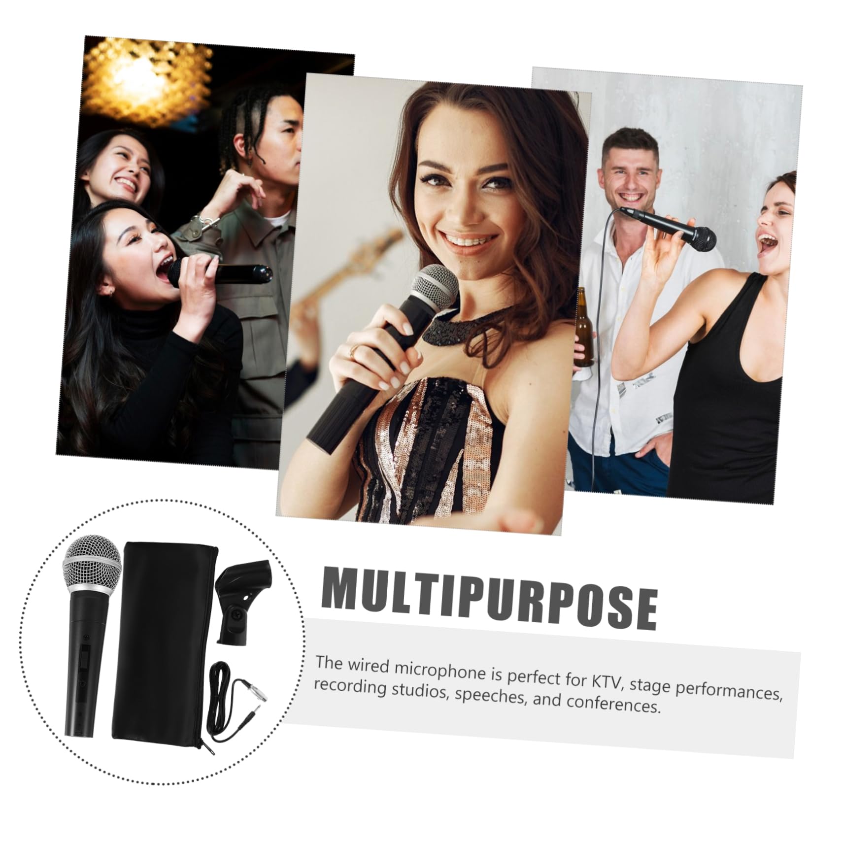 VANZACK Handheld Microphone for Singing Stage Dynamic Vocal Mic Ktv Microphone Easy to Use with Cable and Clip