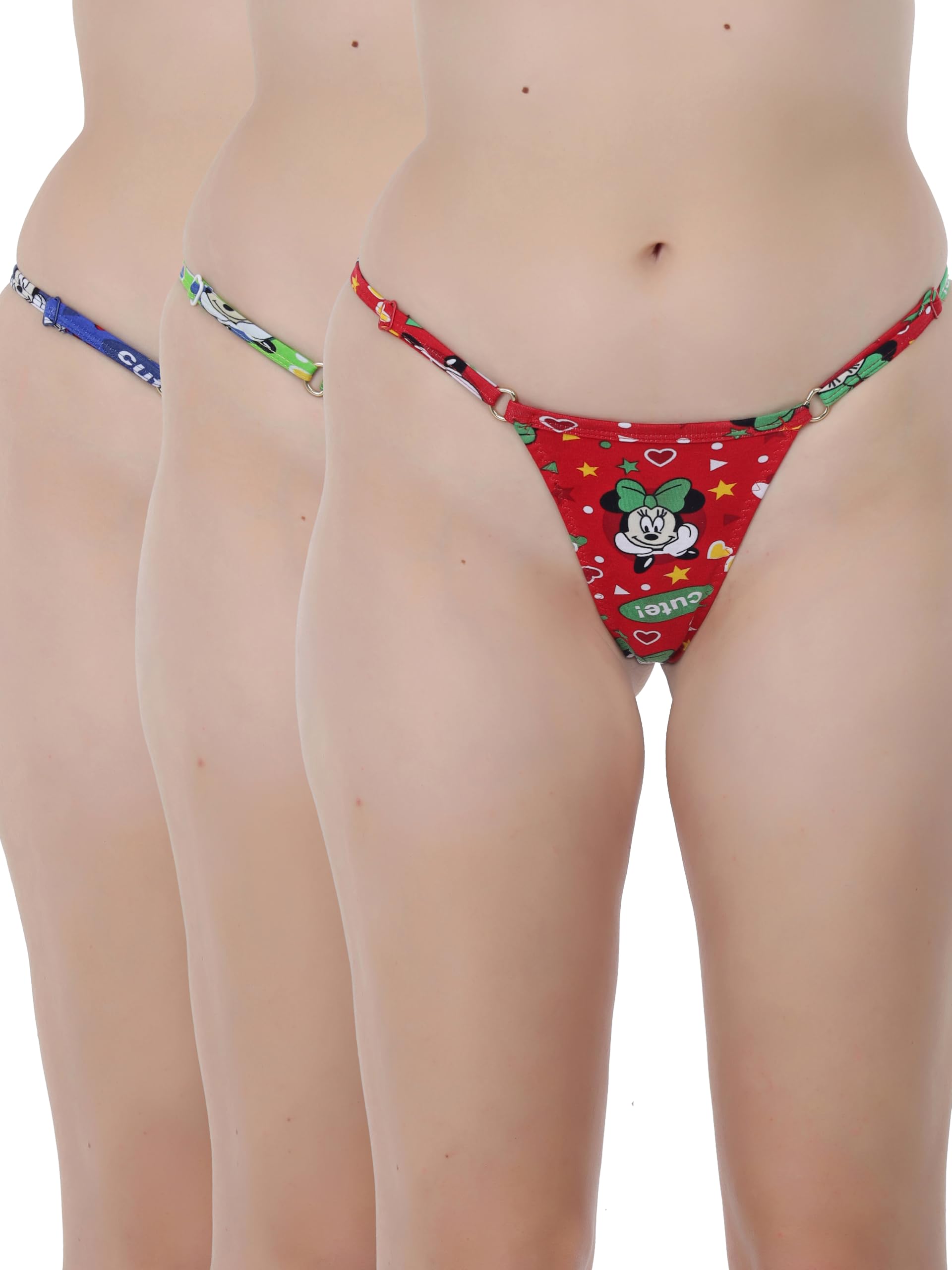 selfcare Pack of 3 Womens Cotton Cute Print Thong Panties-picture-42