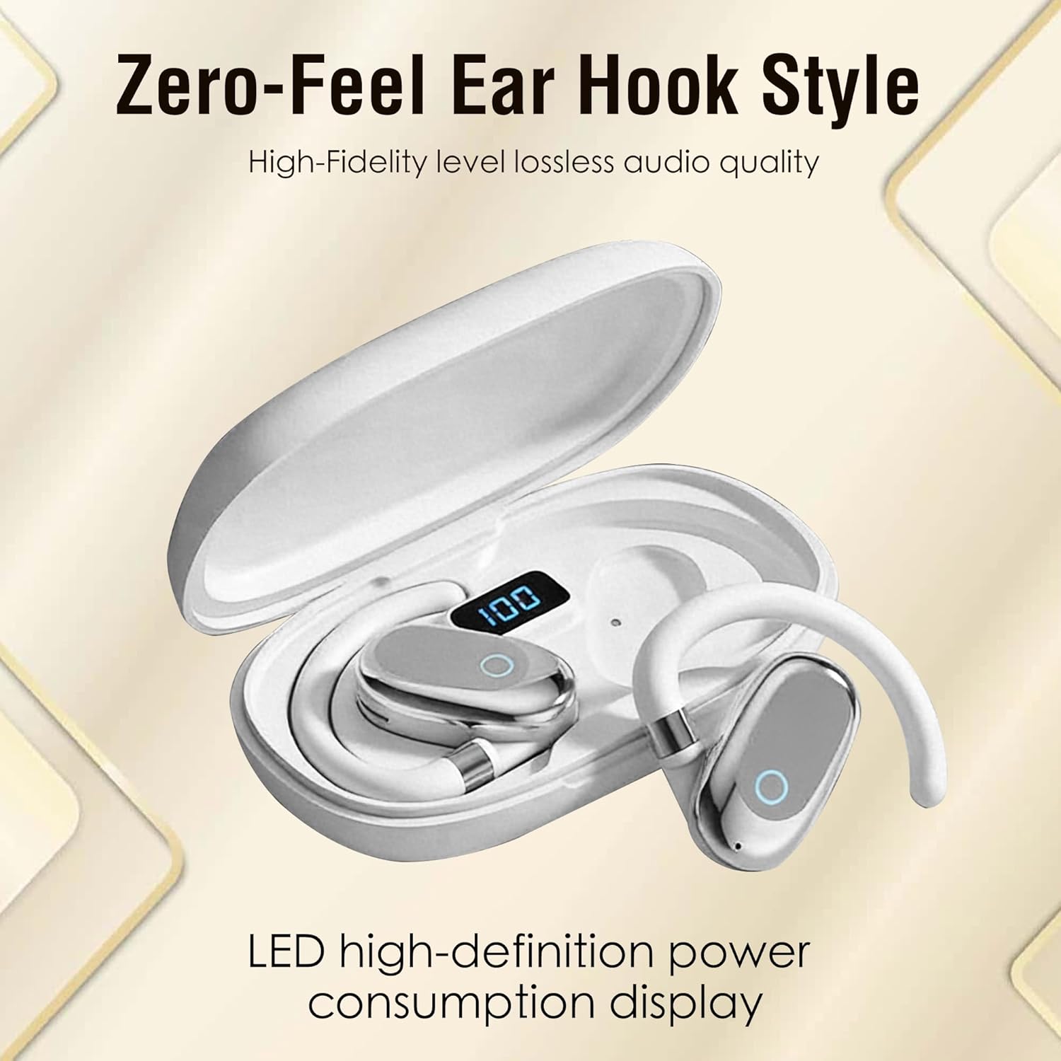 Wireless Bluetooth Headset with Charging Case, Compatible with iPhone Android Tablet, Black in-Ear Headphones, Touch Control (White) - Image 5