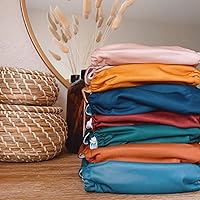 Vista 6 de Nora's Nursery - Pañales de bolsillo de tela para bebé, 7 insertos de bambú, 1 bolsa húmeda