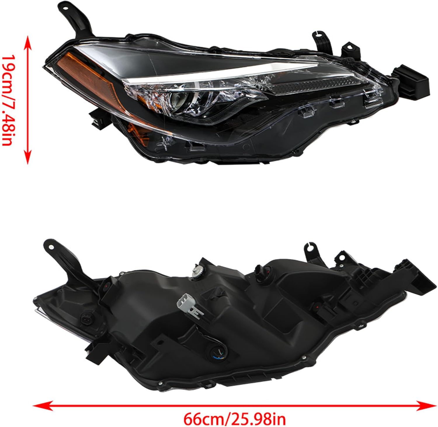 Replacement for Toyota Corolla LE 2017-2019 w/DRL Headlight Assembly Projector Left and Right Side Pair