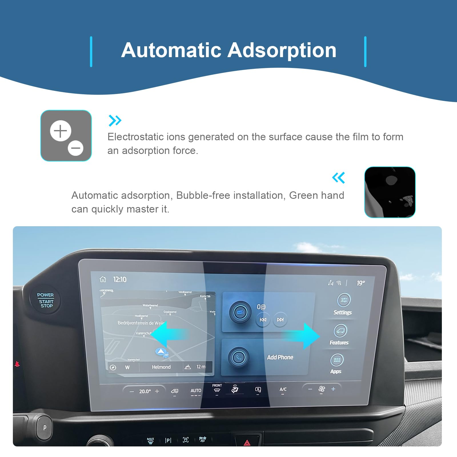 Pellicola Protettiva per Navigazione 13" Compatibile Ford Tourneo Custom Transit 2024-2026 SYNC 4 Touchscreen Antigraffio