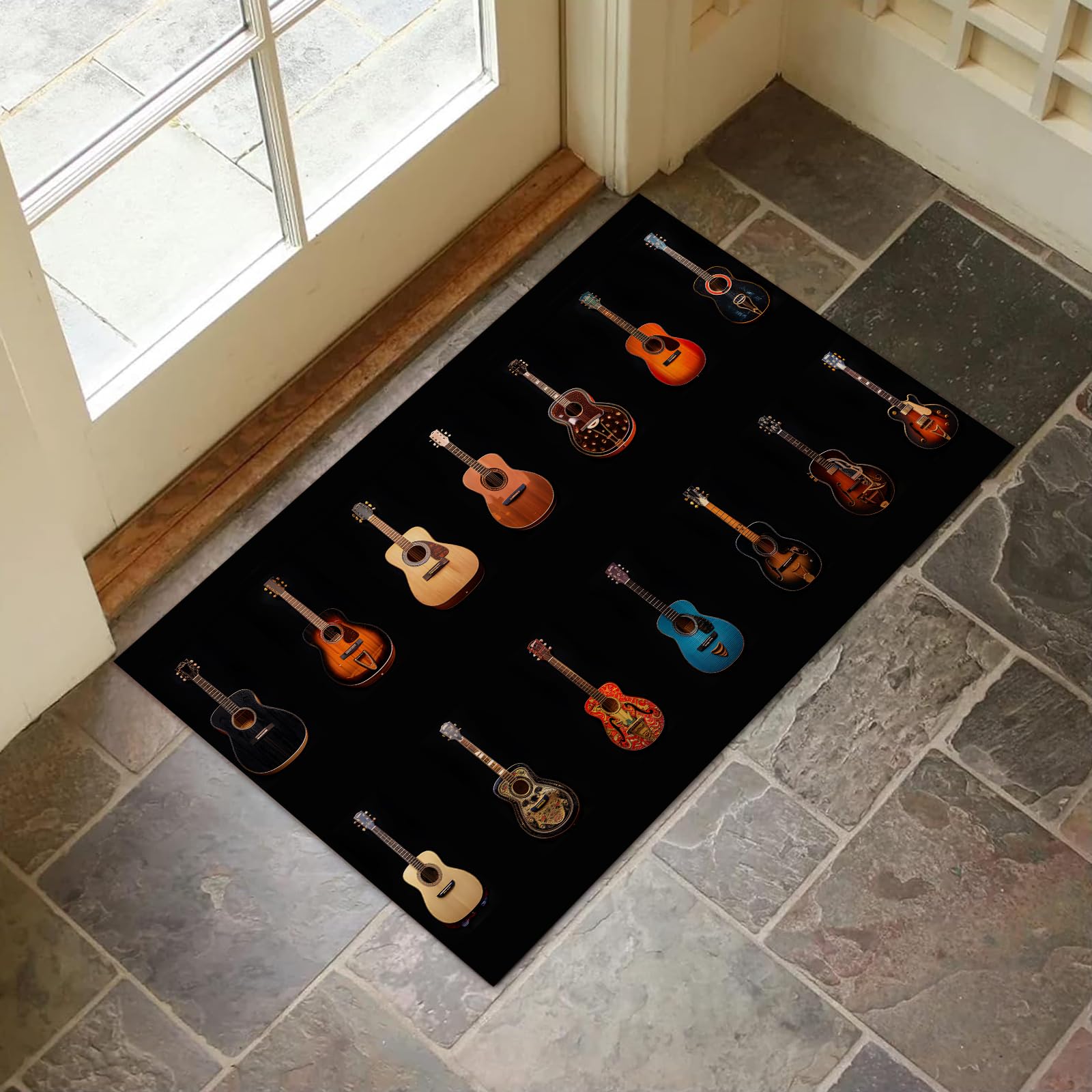 VANZEV Guitar Collection Indoor Door Mat for Entryway, 17x29.5 Inch, Musical Floor Doormat for Home Decor, Non-Slip Rug Mat for Living Room, Kitchen,