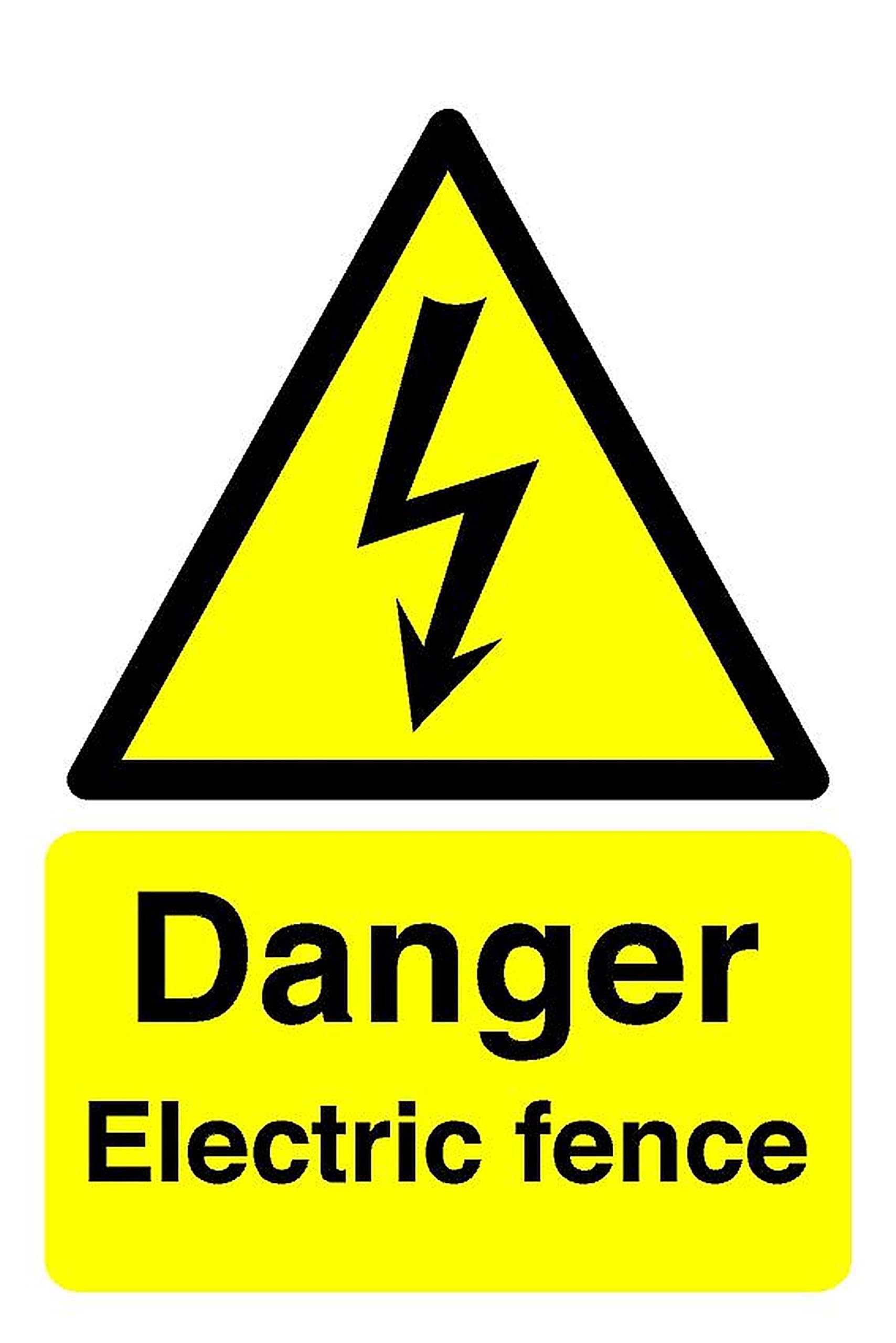 Danger electric fence sign- 3mm Aluminum Dibond high-visibility and durability for indoor/outdoor usage (600mm x 400mm) Ensures Safety Within 20m Viewing Distance.