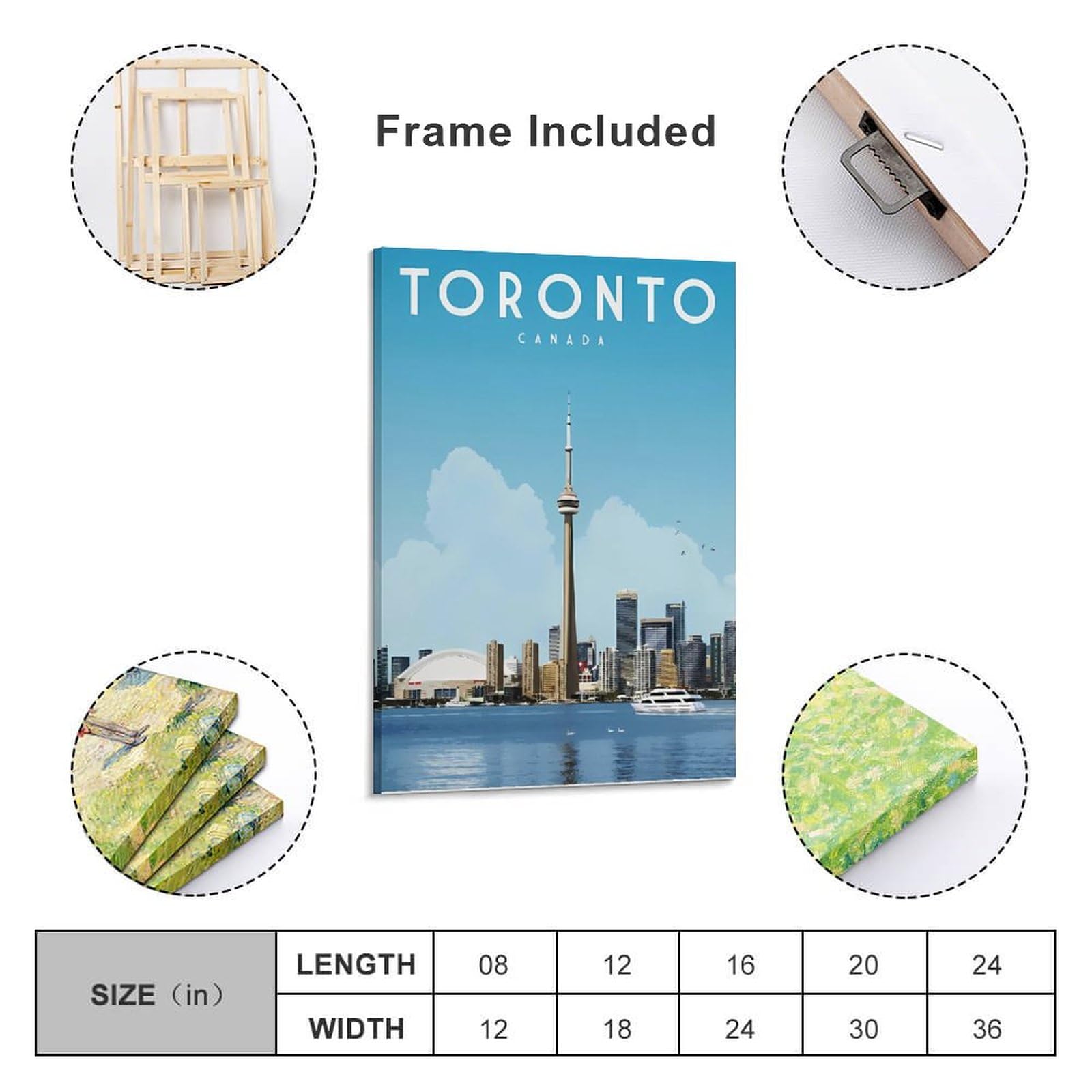 Poster Vintage Voyage Toronto Canada Ontario – 30 X 45 Cm – Affiche Murale Rétro – Sans Cadre Ou Avec Cadre