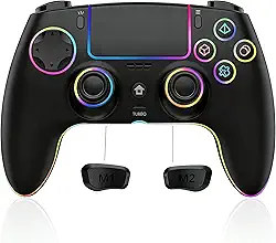 JUNHUAN Wireless PC Controller for PS4/PS3/PC/Anroid/IOS, Switch Controller for Nintendo Switch/Lite/OLED with Hall trigger/Programming Function/Non-Slip Grip/Cool RGB/Motion Sensor/TURBO/3.5mm Audio