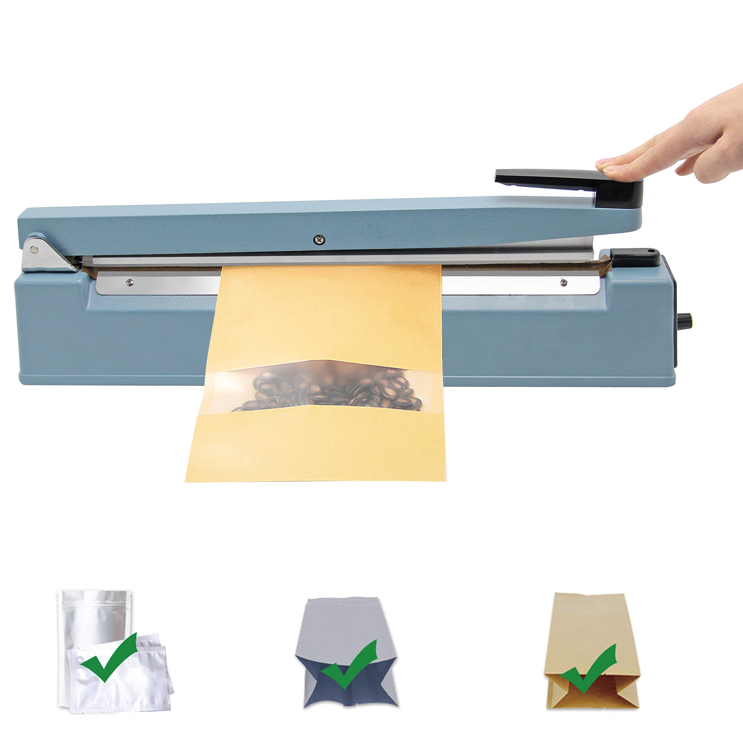 Hanchen Impulse Macchina per sigilli a caldo 100 ~ 500 mm Sigillatrice a mano per sacchetti di plastica Mylar pellicole di carta kraft Bag 220 V 400mm/ 15,7 Zoll