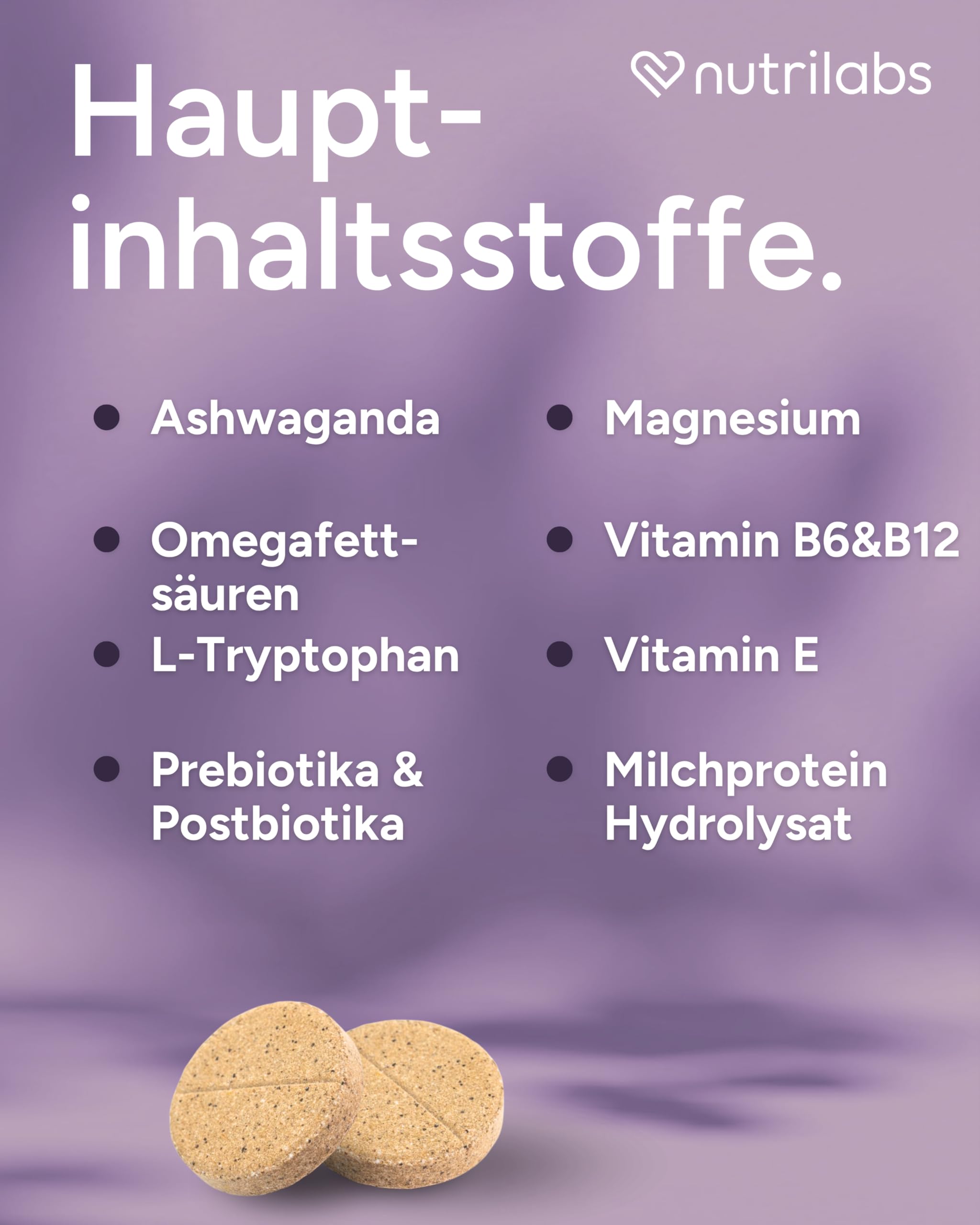 NutriLabs Zilcalm Beruhigungstabletten für Hunde - 90 STK. - mit Milchprotein, Ashwagandha, Probiotika, L-Tryptophan UVM. - Beruhigungsprodukte für Hunde - Nahrungsergänzungsmittel Hund