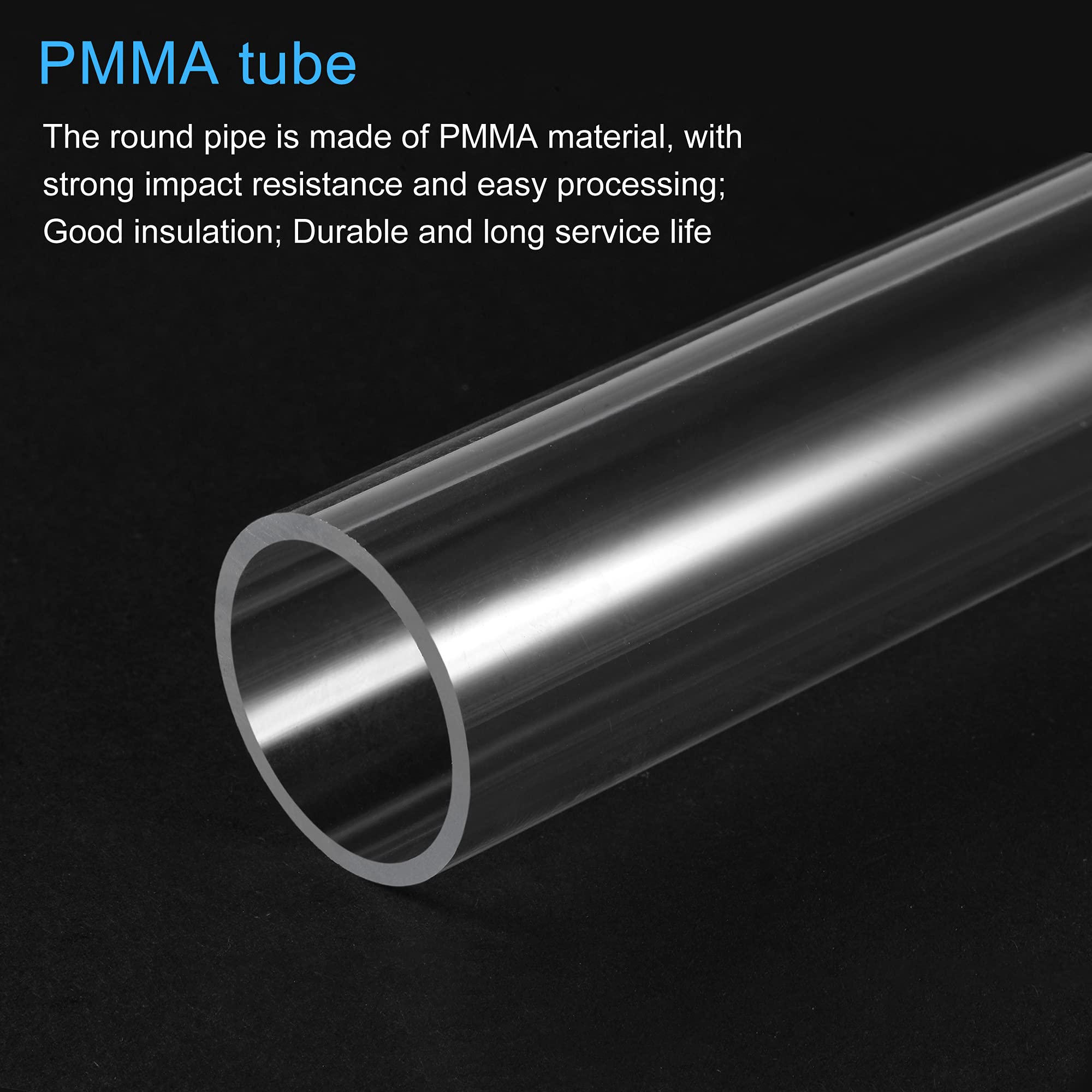 MECCANIXITY Clear Acrylic Pipe Tubes - 31mm ID, 35mm OD, 10-inch Length - Perfect For DIY Lamps, Water Cooling & Crafts (2 Pack)