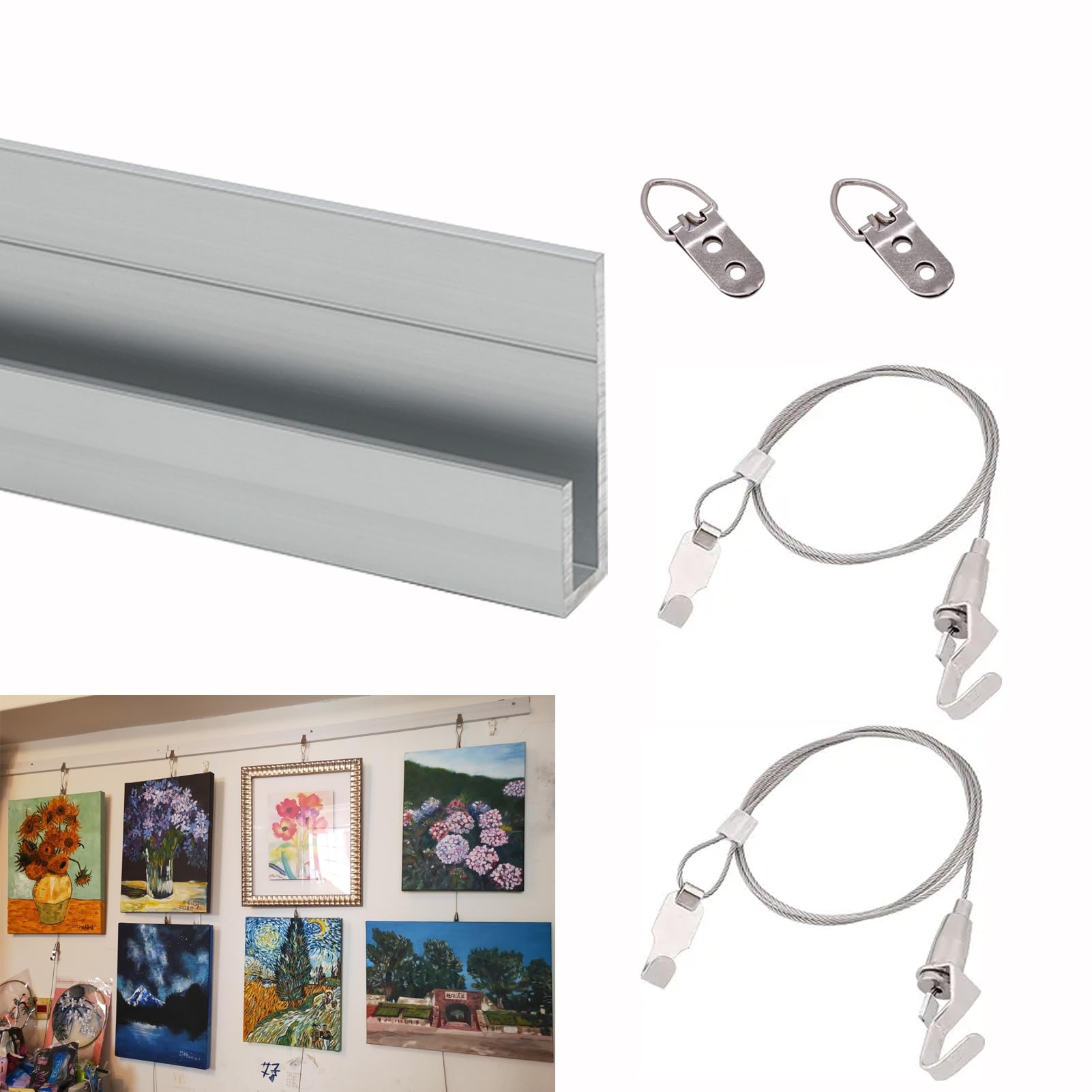 Kit para colgar cuadros con alambre, soporta hasta 66 libras, fácil instalación y diseño duradero, ideal para decoración del hogar y la oficina
