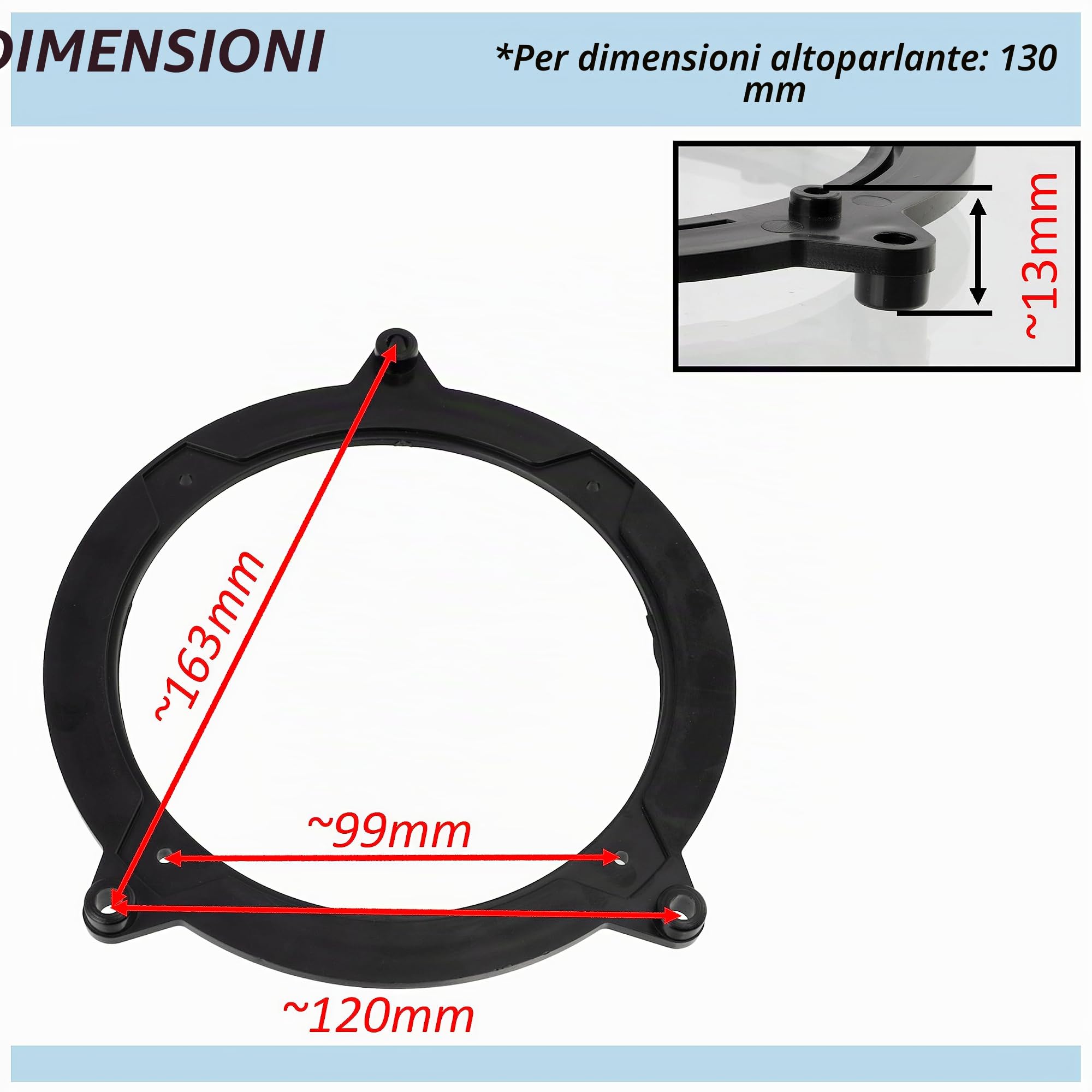 AERZETIX Set Di 2 Adattatori Per Altoparlanti Auto 165mm Per BMW X5 E53, Nissan Primastar, Opel Corsa B/C