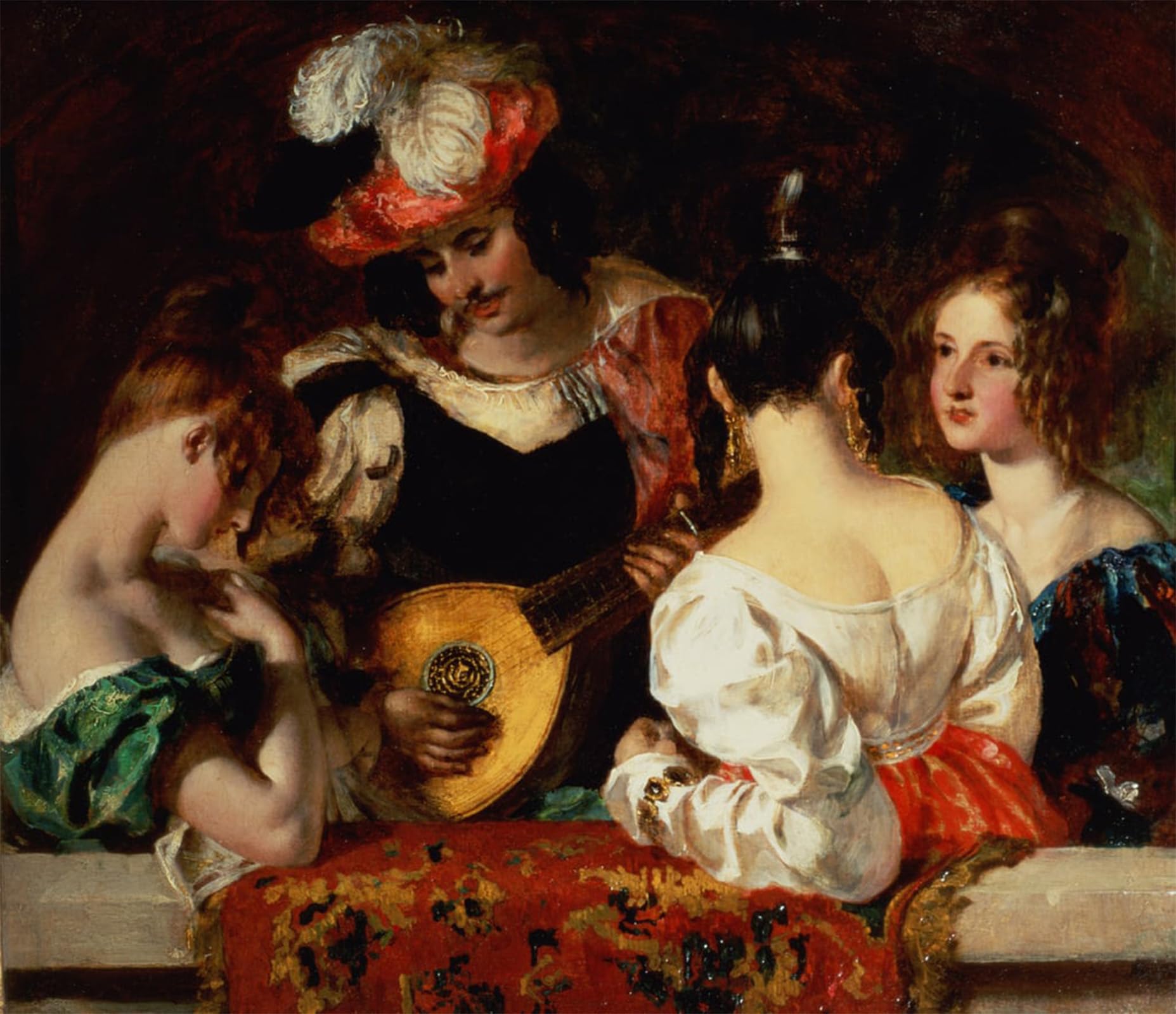 ARTXLXXBN Famous Painting Canvas Artwork Graffiti Print the Lute Player by William Etty Portrait Canvas Image for Home Decor 60x90cm