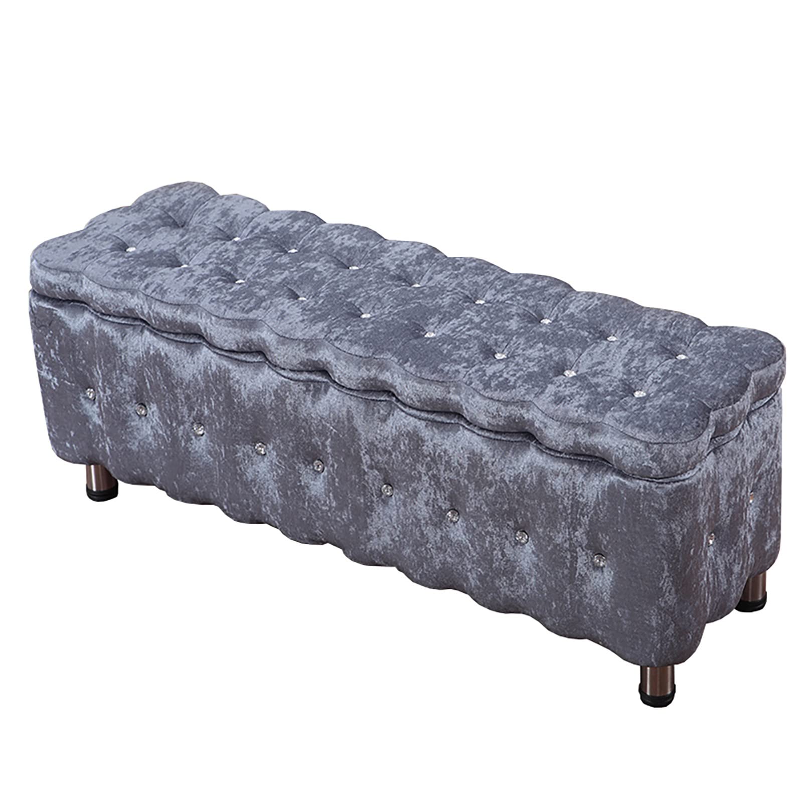 Tabouret de rangement compact gris et doré | Pouf pliable supportant 150 kg