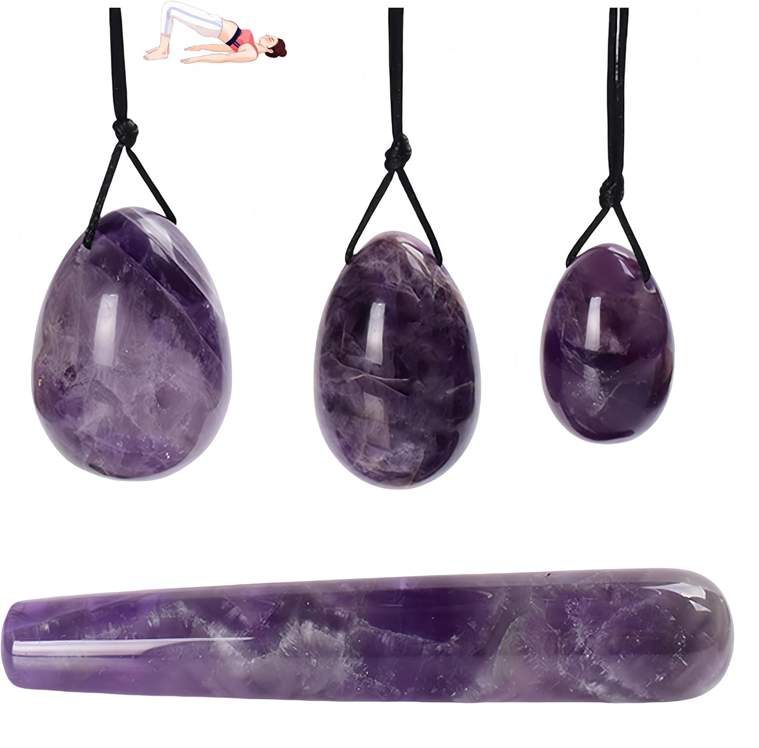 Set Green Jade Eggs Balls Stone Multiple Colors and Styles Natural Green Stones Jade Egg Massage Stone for Women Pelvic Strength Body Train Crystal Balls (Four-Piece Set,4pcs-12)