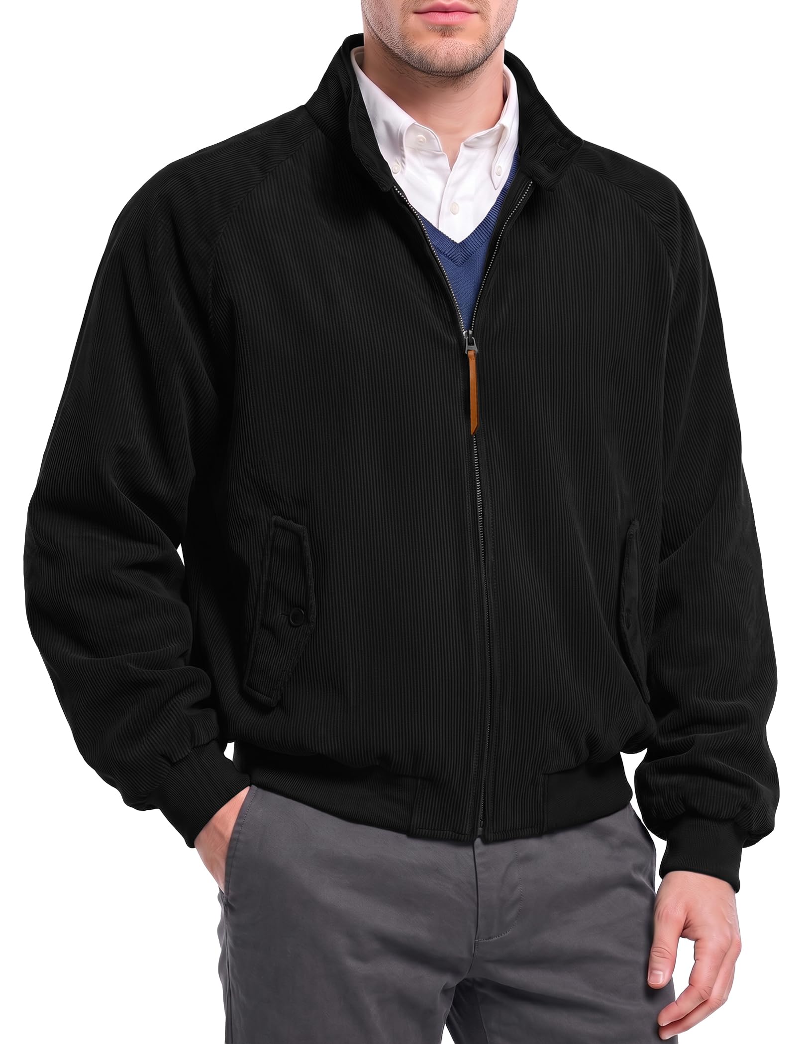 JMIERR Übergangsjacke Herren Casual Cord Bomberjacke | Leichte Blouson Jacke Herren,Harrington Jacken,Mit Stehkragen,Mit Innentasche und Futter,Frühling Sommer und Herbst