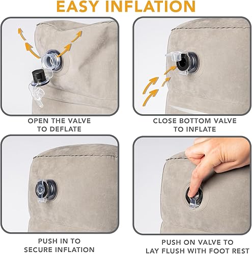 Miniatura 2 de LoftyRest - Almohada inflable para descanso de pies, diseño de cama para niños para viajes en avión, 3 alturas ajustables, 3 bolsillos, avión,