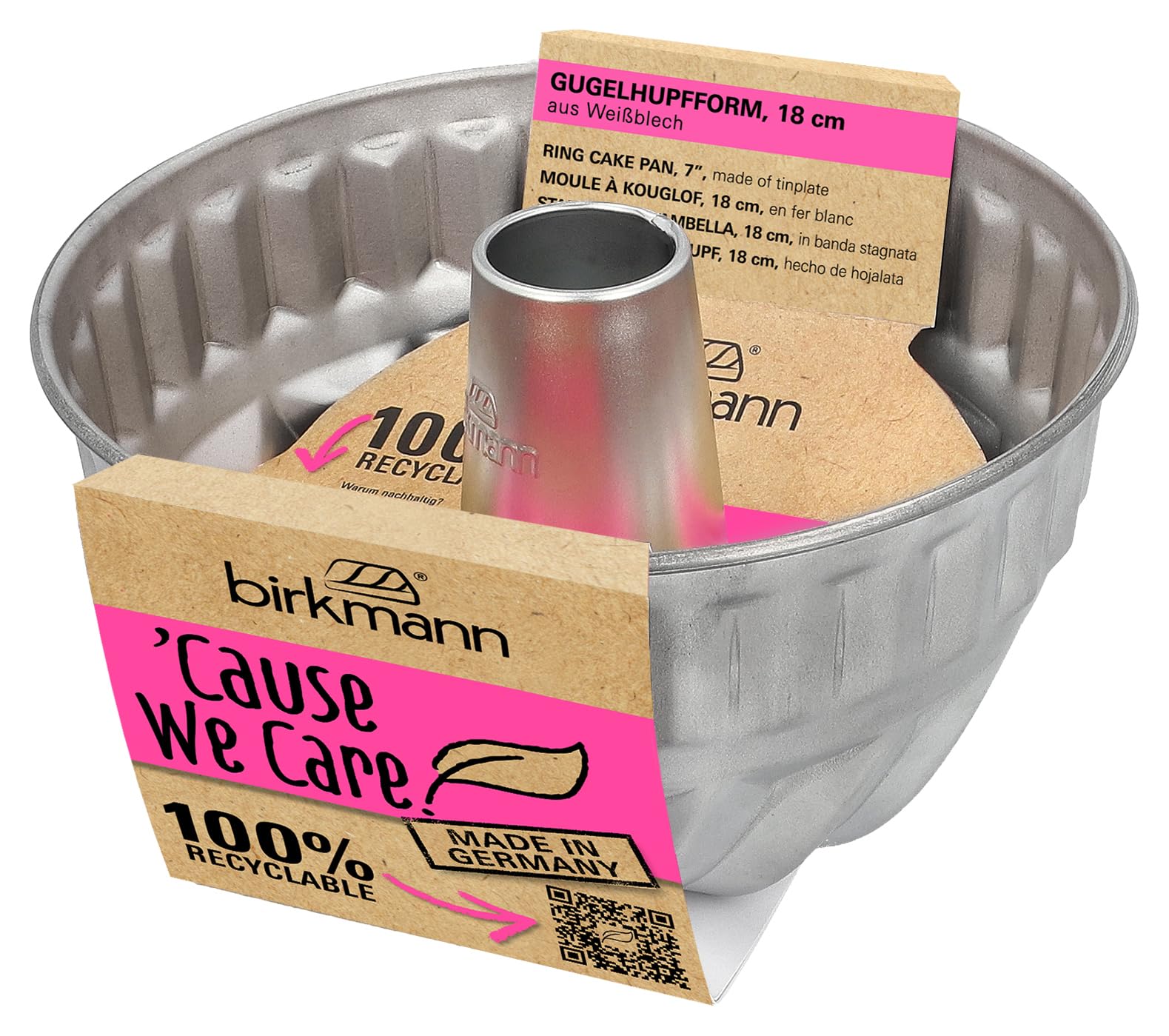 Birkmann, "Cause we care, Gugelhupf, Ø 18 cm, stampo rotondo in latta sostenibile, senza PFOA e PFOS, 88908