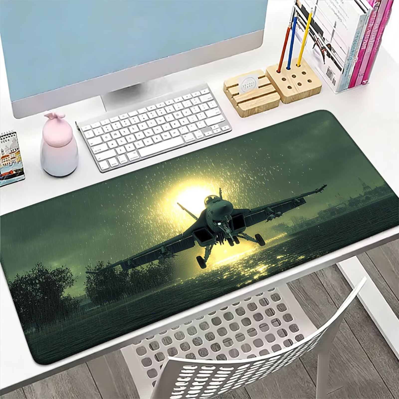 Tappetino per Mouse XXL 1500x800x3mm,Tappetino Mouse verde,Grande Mousepad aereo con Idrorepellente e Base in Gomma Antiscivolo,Lavabile Tappeto Scrivania da Gioco per Gaming,Ufficio Accessori W-883