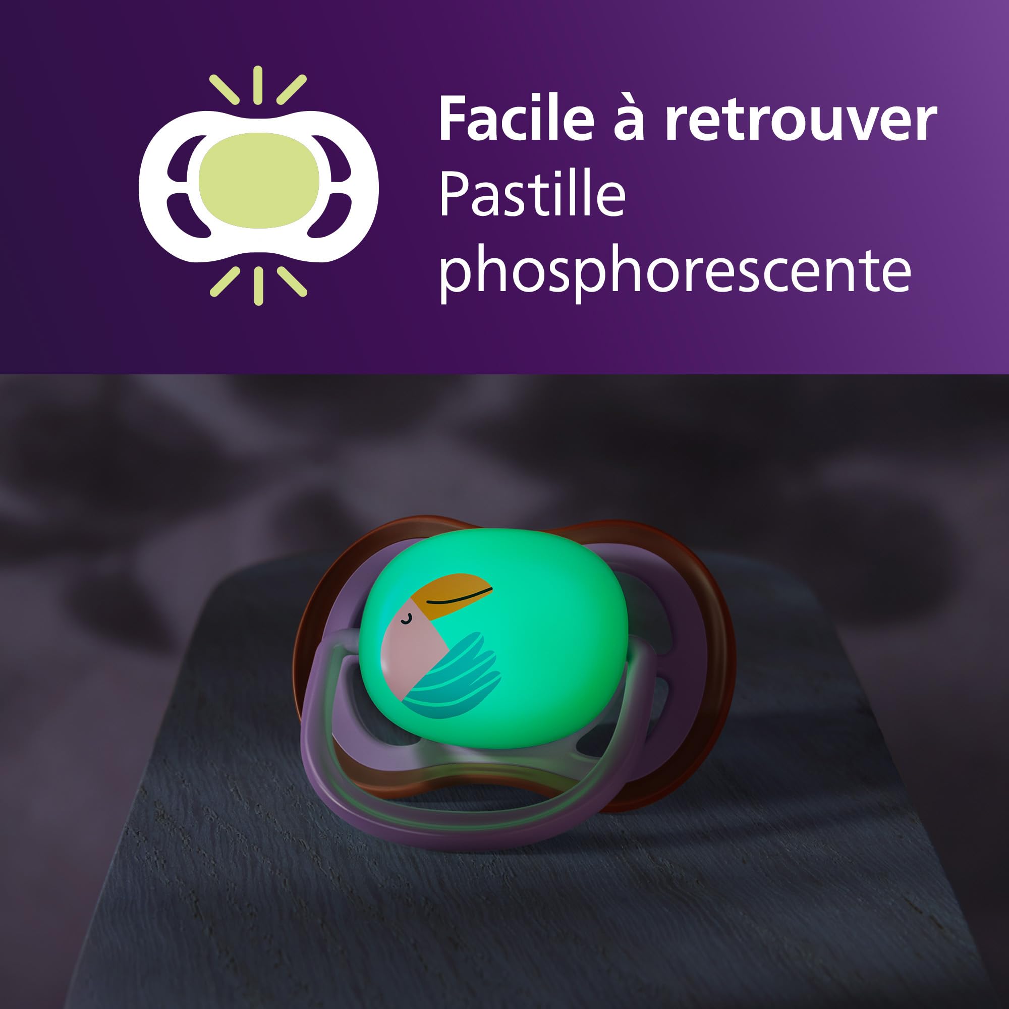 Philips Avent chupetes ultra air para la noche: diseño anatómico, para bebés a partir de 18 meses, brillo en la oscuridad, tetina simétrica de silicona extrafirme, sin BPA, paquete de 2, SCF376/33 - 4