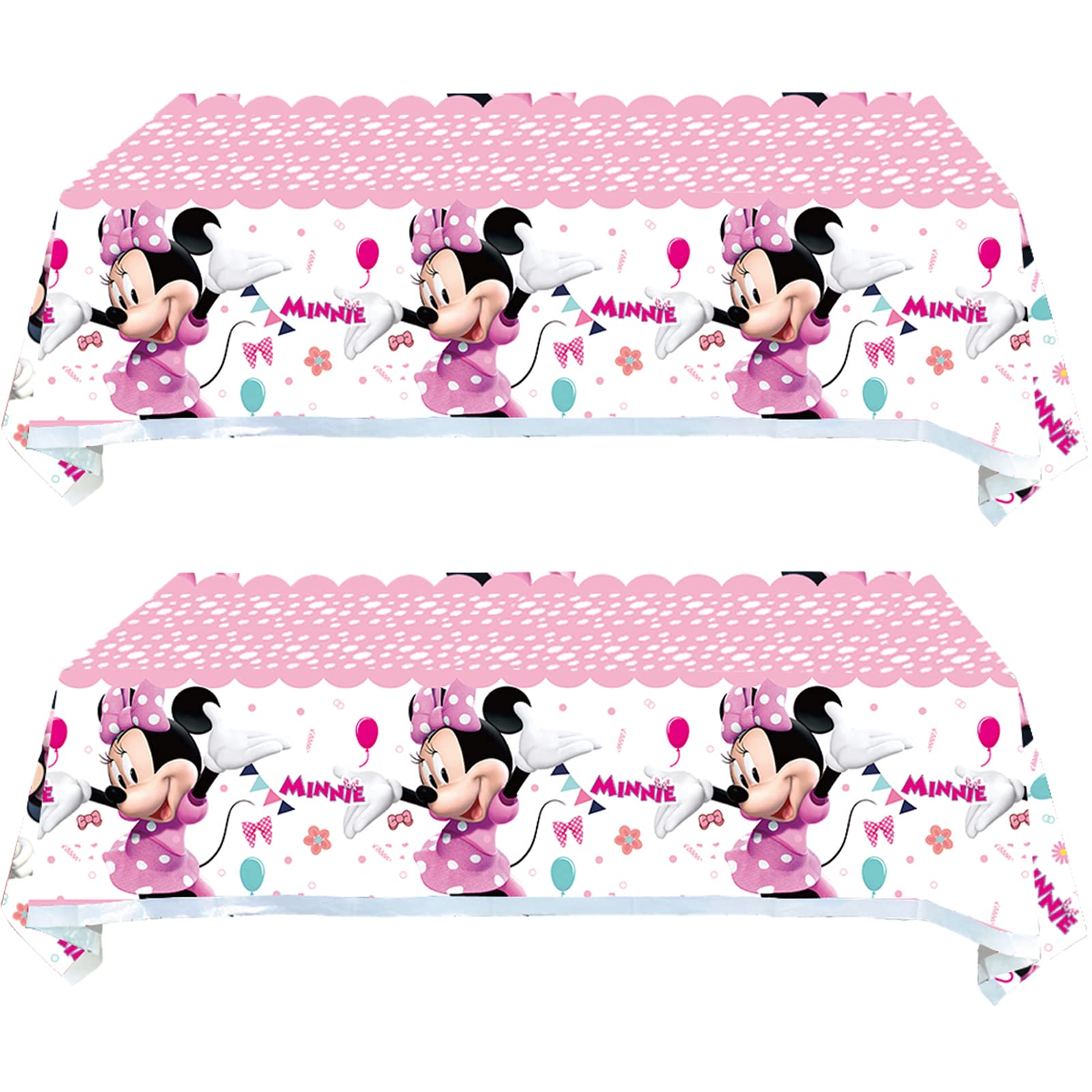 XHSSF 2Pack Minnie Tablecloth for Minnie Table Cover Party Supplies Decorations (70" x 42")