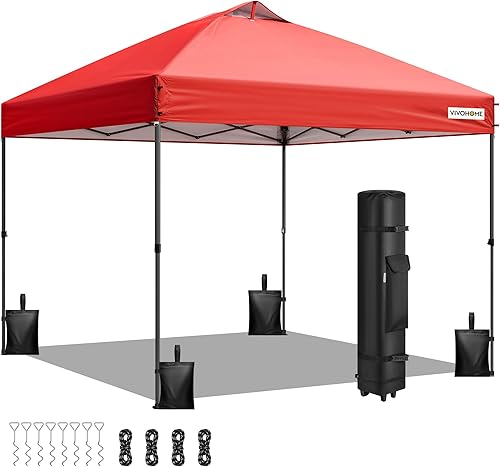 Miniatura 8 de VIVOHOME - Tienda de campaña desplegable de 10 x 10 pies, configuración de un solo empuje, tienda de campaña portátil para exteriores resistente con