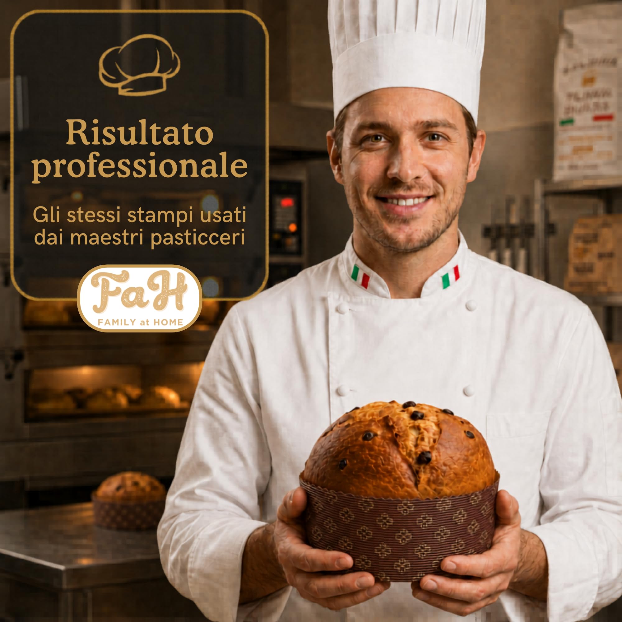 FAH - Stampo Panettone Basso 500 gr Qualità Premium (20 pz) - Pirottini Panettone Professionale di Carta Ondulata di Pura Cellulosa in Microonda Progettato per Panettoni, Resistente al Calore 220°C