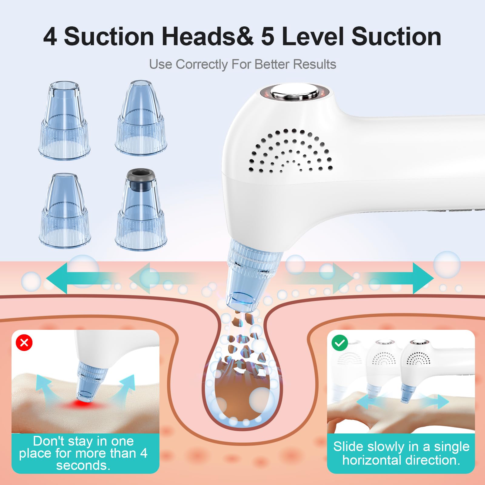 Aspiratore Punti Neri Viso Rimuovi Punti Neri Naso Elettrico Aspira Rimozione Estrattore Pulizia Viso Tramite con Impacco Caldo e Freddo Togli