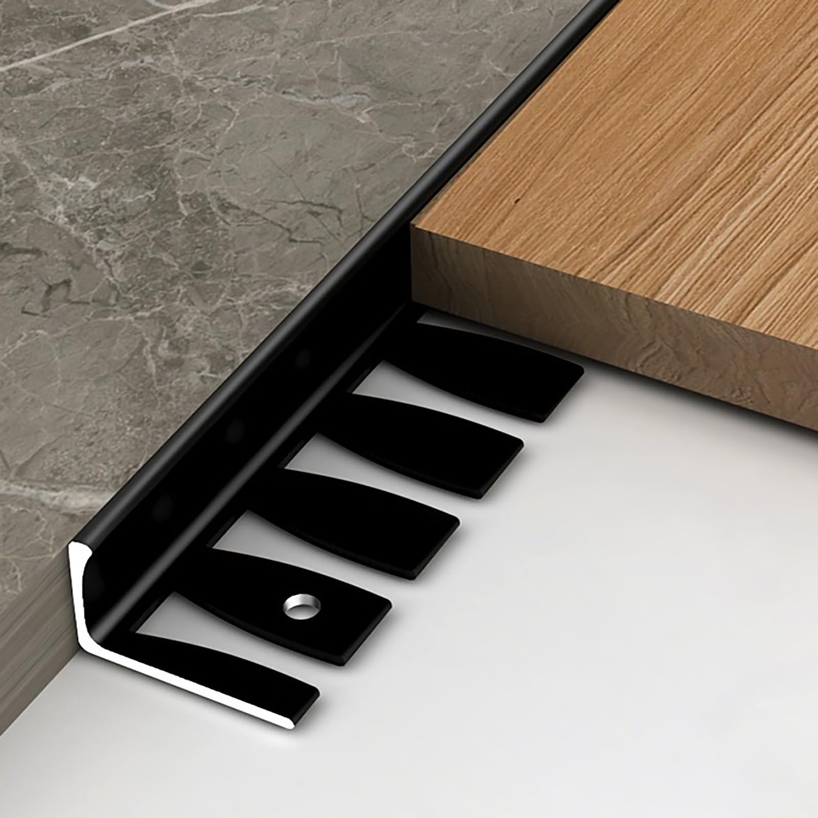 Perfiles Y Bordes Duraderos para Baldosas Longitud: 90 Cm * 3 Piezas Perfil Flexible Resistente Al Agua Y A La Humedad para Transiciones De Piso Y Pared Sin Juntas(Black,H:15MM)