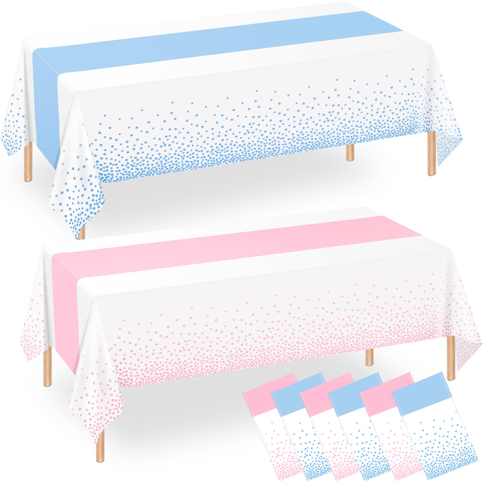 WNINK 6 Pack Pink and Blue Tablecloths, Gender Reveal Disposable Plastic Waterproof Table Cover for Boy or Girl Gender Reveal Party, Baby Shower, Birthday Party Decorations 54" x 108"