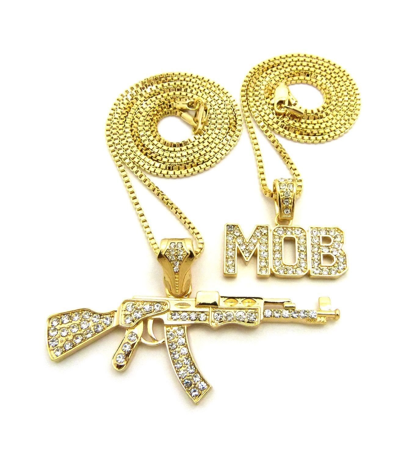 Mob Pendant Chain Necklace Set 