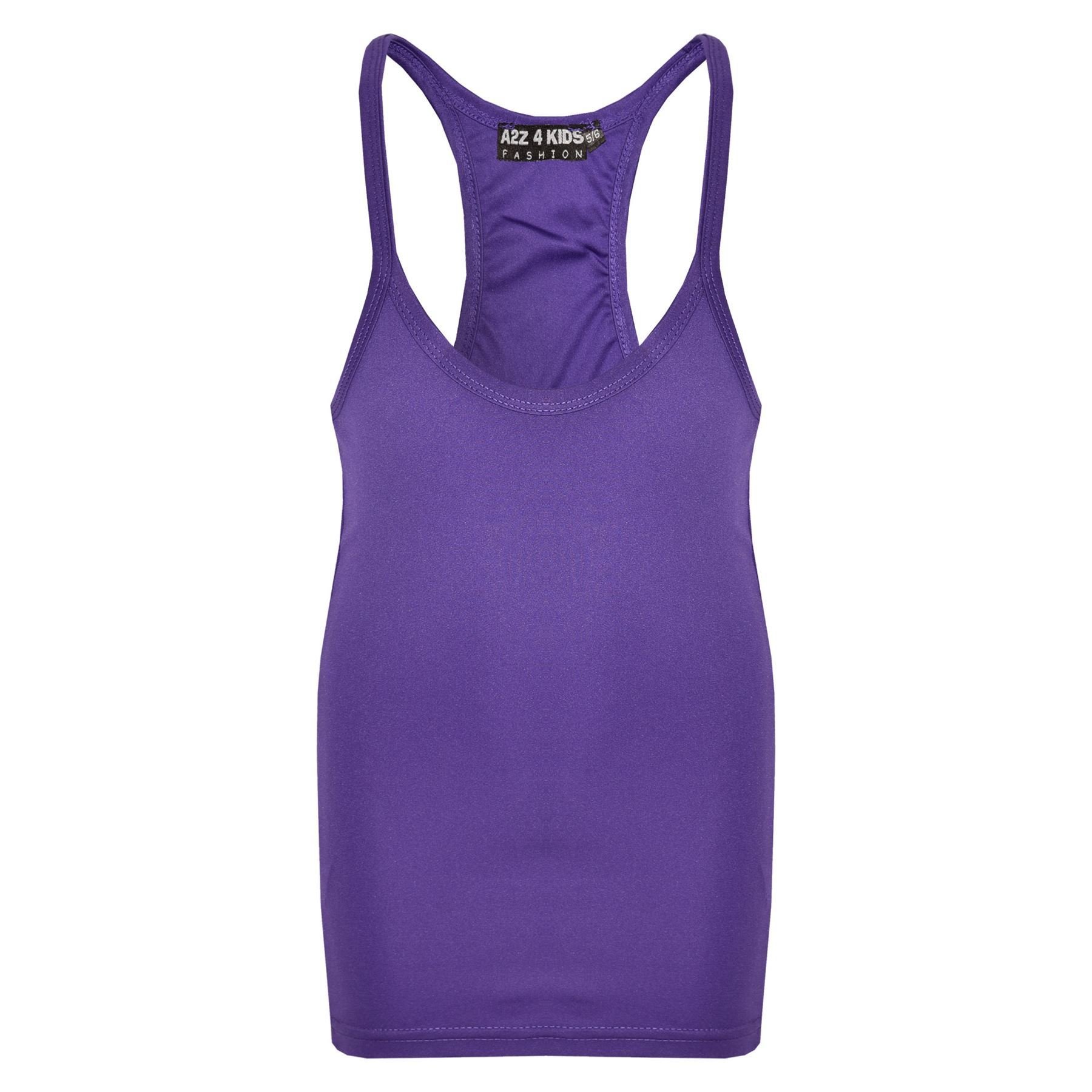 Kids Girls Childrens Vest Top - Racer Vest Purple 7-8