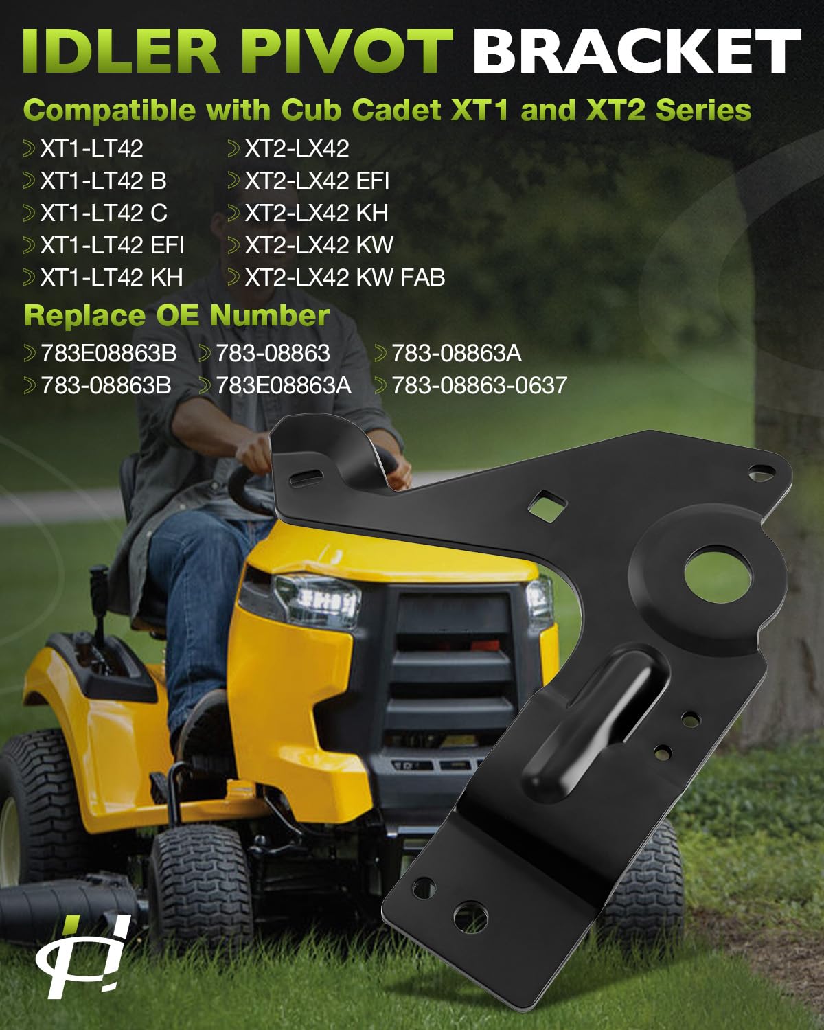 HQPASFY 783E08863B - Soporte de pivote tensor de 42 pulgadas compatible con tractor de césped CubCadet XT1 XT2 LT42 LX42 EFI KH KW FAB