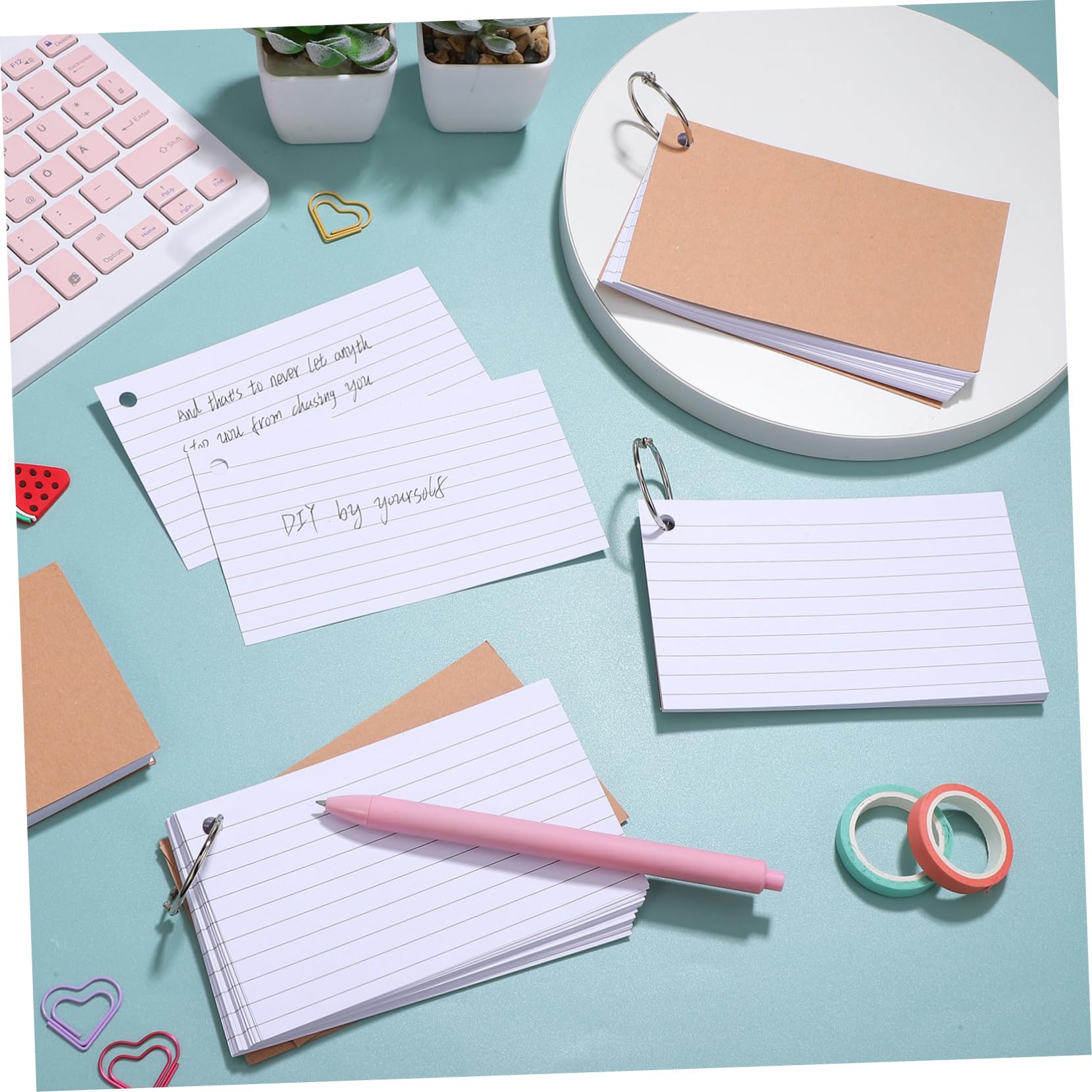 20piezas Tarjetas De Lined Flash Cards Con Anillos De Tarjetas De Vocabulario Para y Portable Con Diseño Organizado Para Aprendizaje Clase y