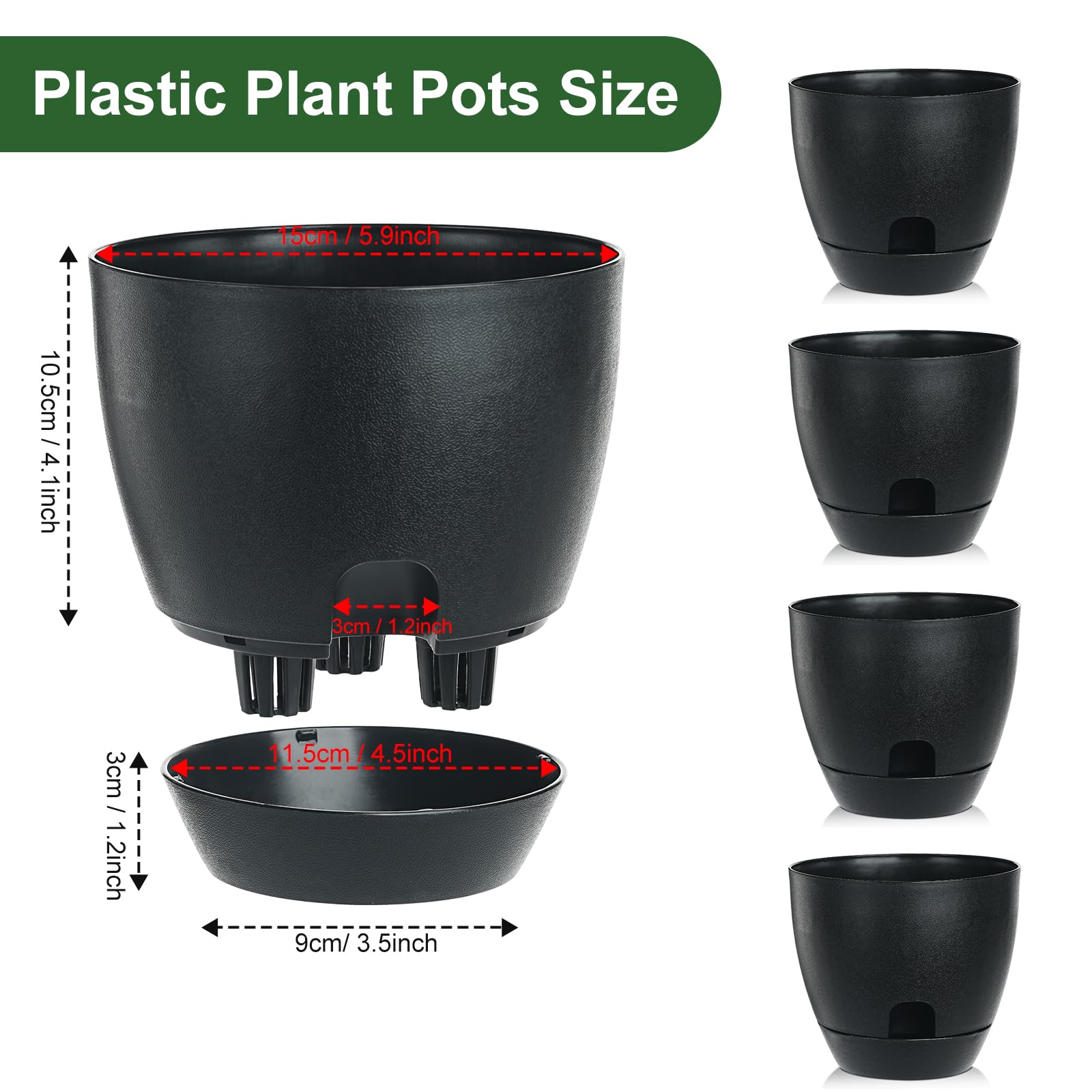 Snapklik.com : IWNTWY Self Watering Pots Set, 5 Pack 6 Inch Self ...