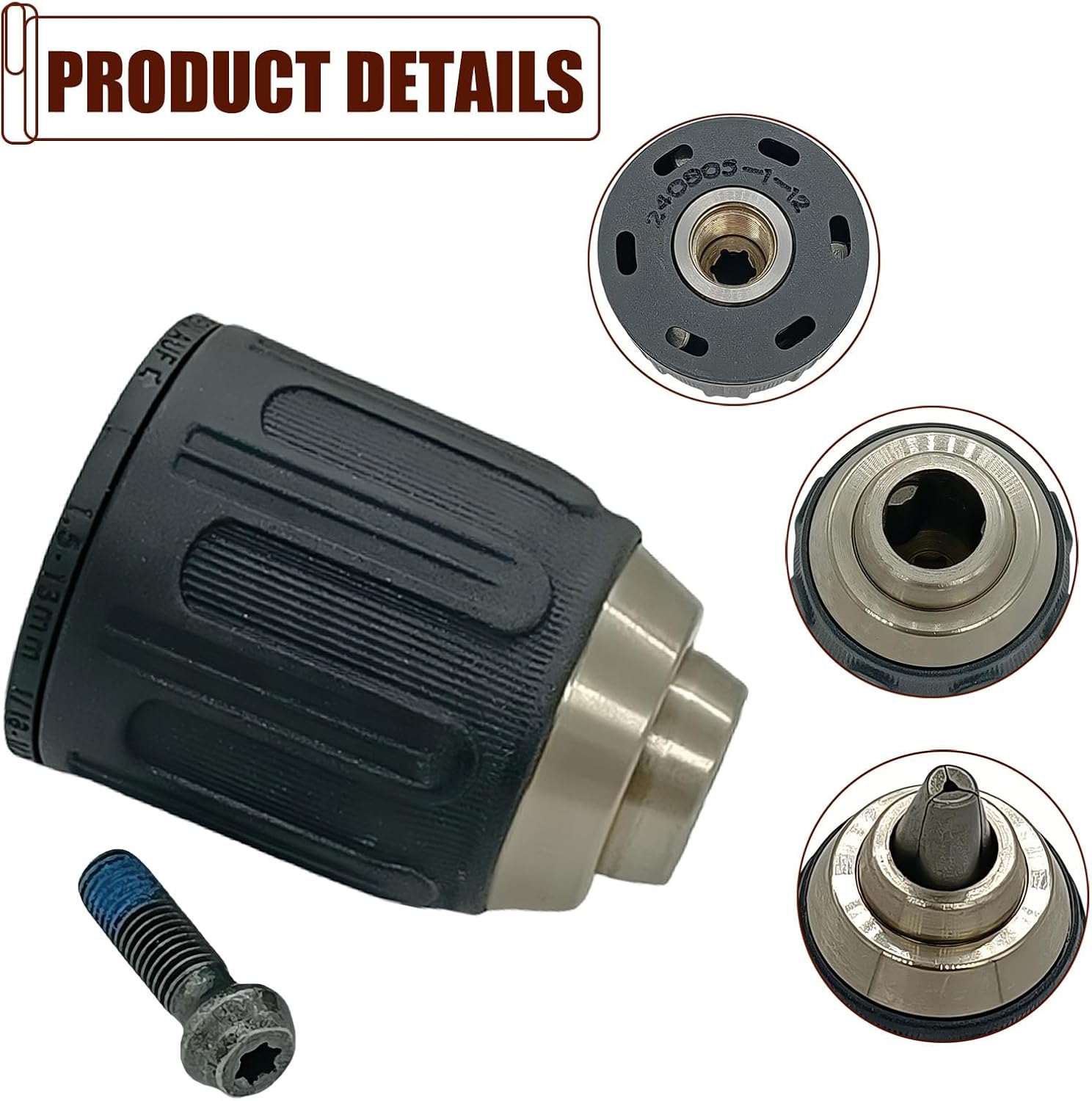 N092054 Keyless Chuck with Left Hand Chuck Screw Replace for DEWALT DCD780 DCD785 DCD785 Drill