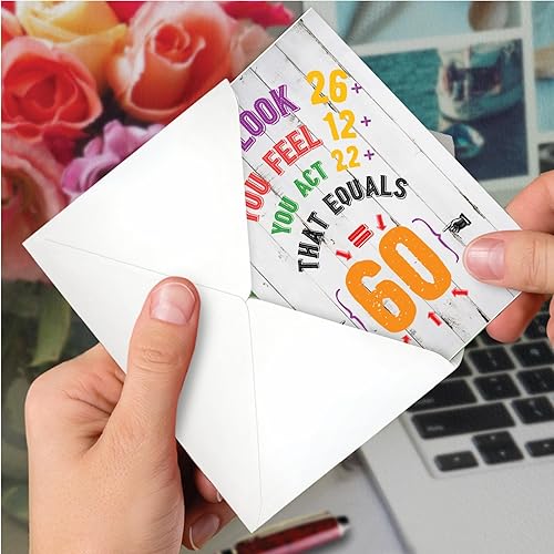 Miniatura 10 de NobleWorks 60th Milestone - Tarjeta de papel de cumpleaños con sobre de 5 x 7 pulgadas (1 tarjeta) número pastel 60 C10120MBG