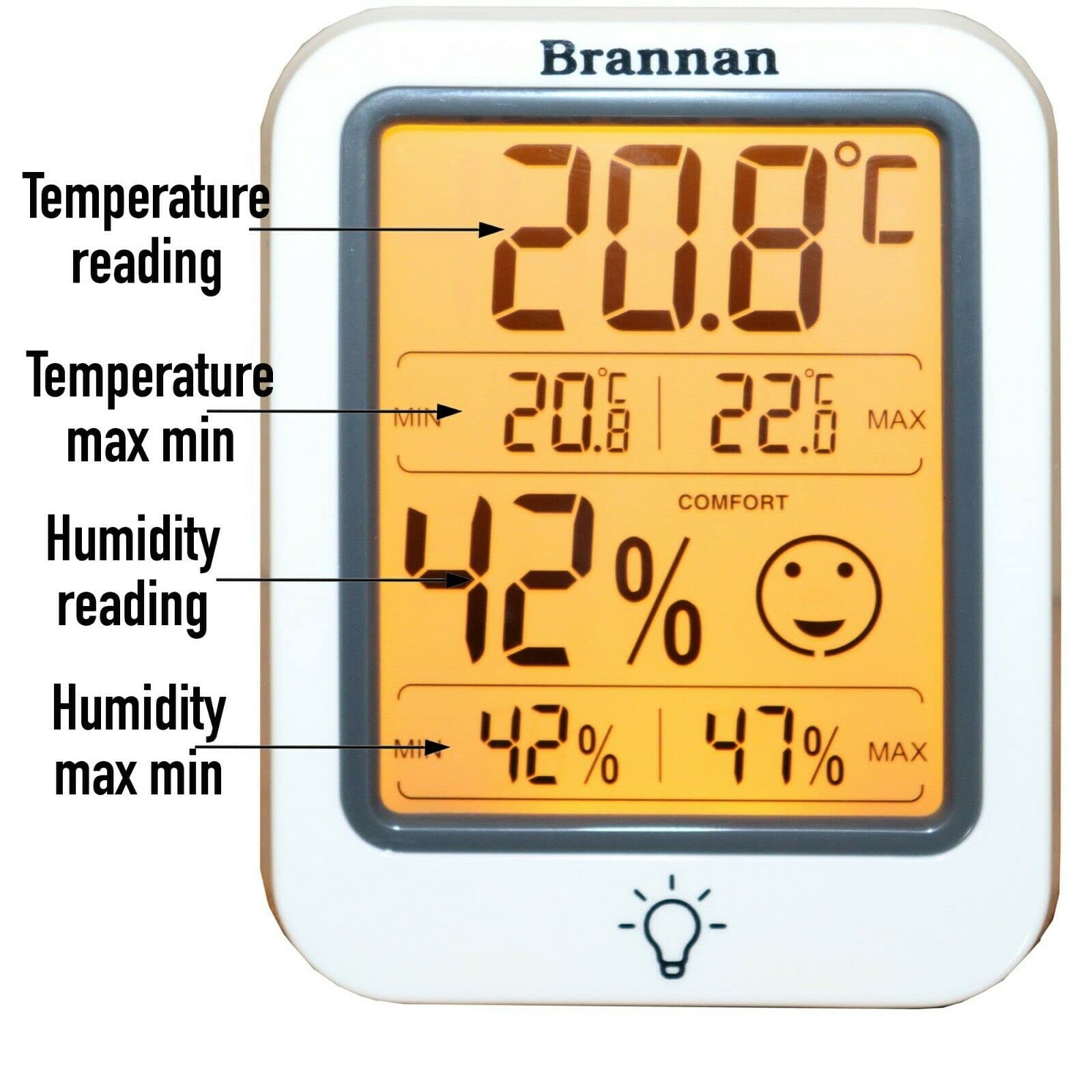Cyfrowy termometr do wnętrz z dokładnym higrometrem temperatury otoczenia, maks. min nagrywania, podświetlany wyświetlacz LCD, do domu, biura, pokoju dziecięcego, szklarni